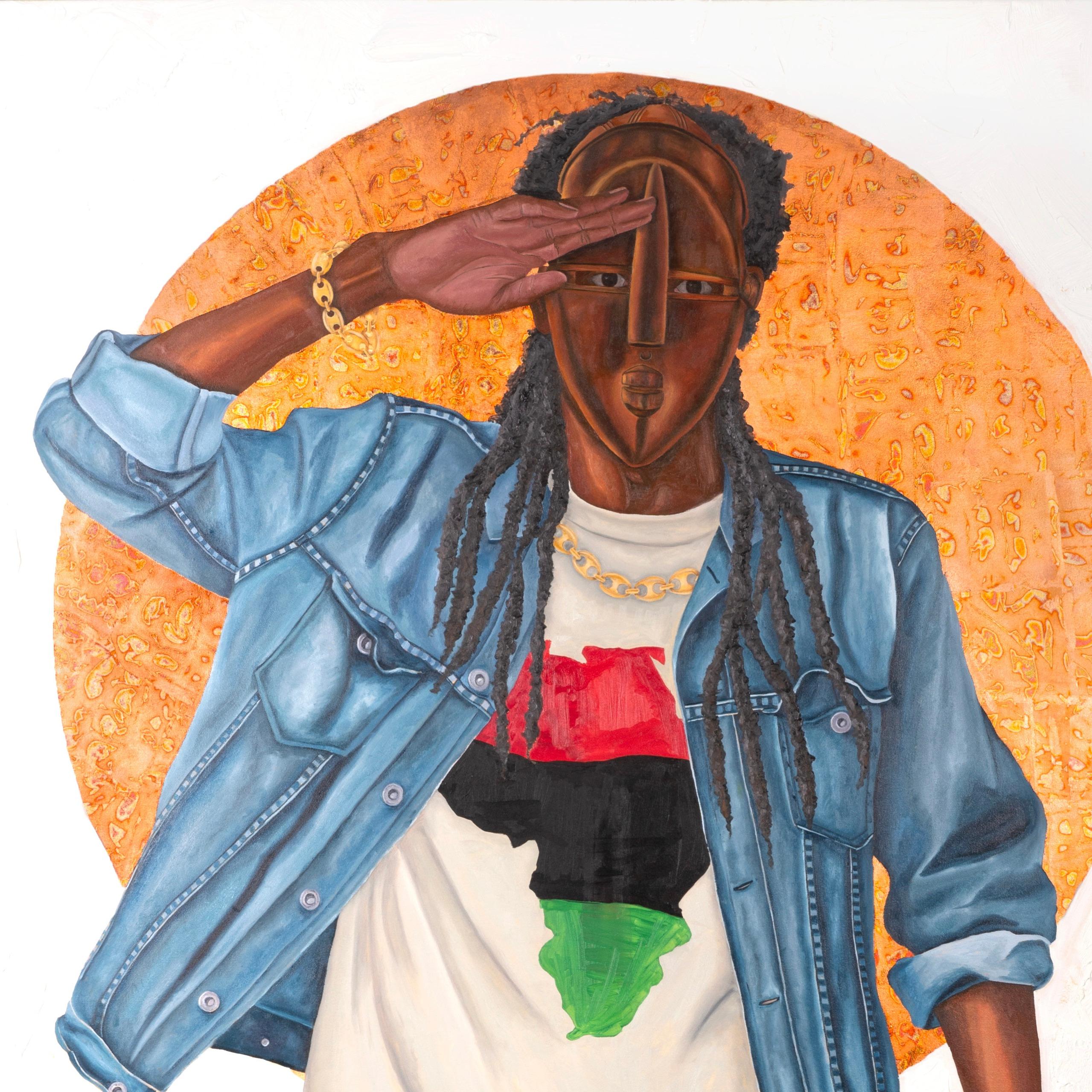 'Salute' Oil Painting with Variegated Leaf, 2023 For Sale 4