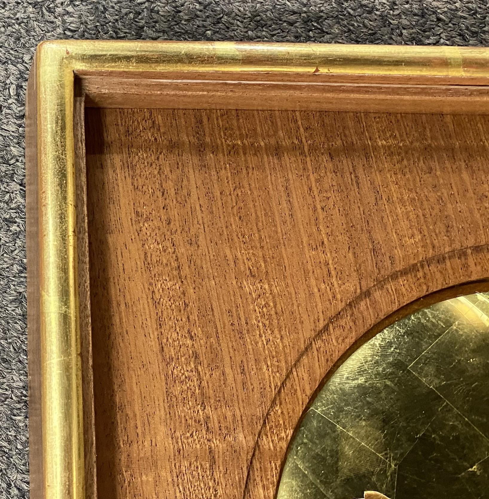 Hand-Carved Troy M. Stafford Hand Crafted 22K Gilded Looking Glass in Sapele Wood  Frame For Sale