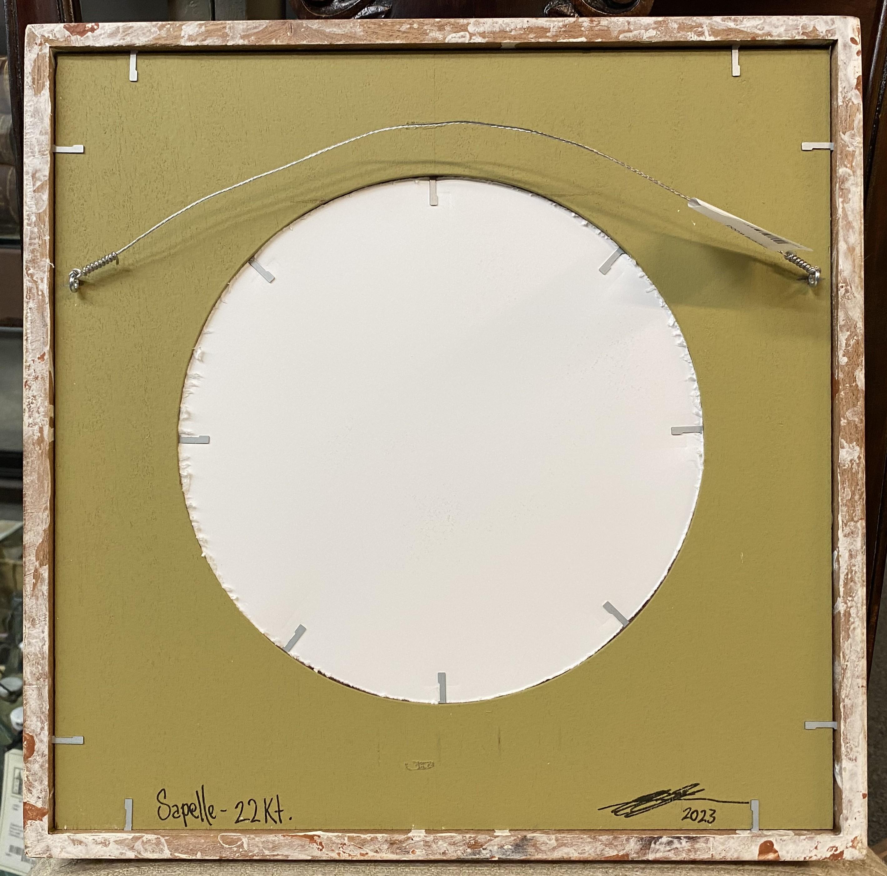 Troy M. Stafford Hand Crafted 22K vergoldetes Spiegelglas in Sapele-Holz  Rahmen im Angebot 1