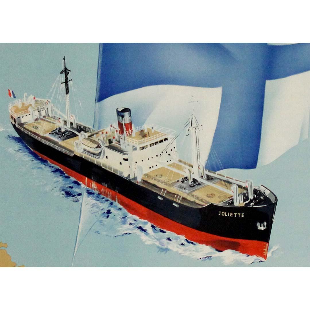 Original 1950 Reiseplakat Cyprien Fabre Europa, Afrika und Amerika im Angebot 1