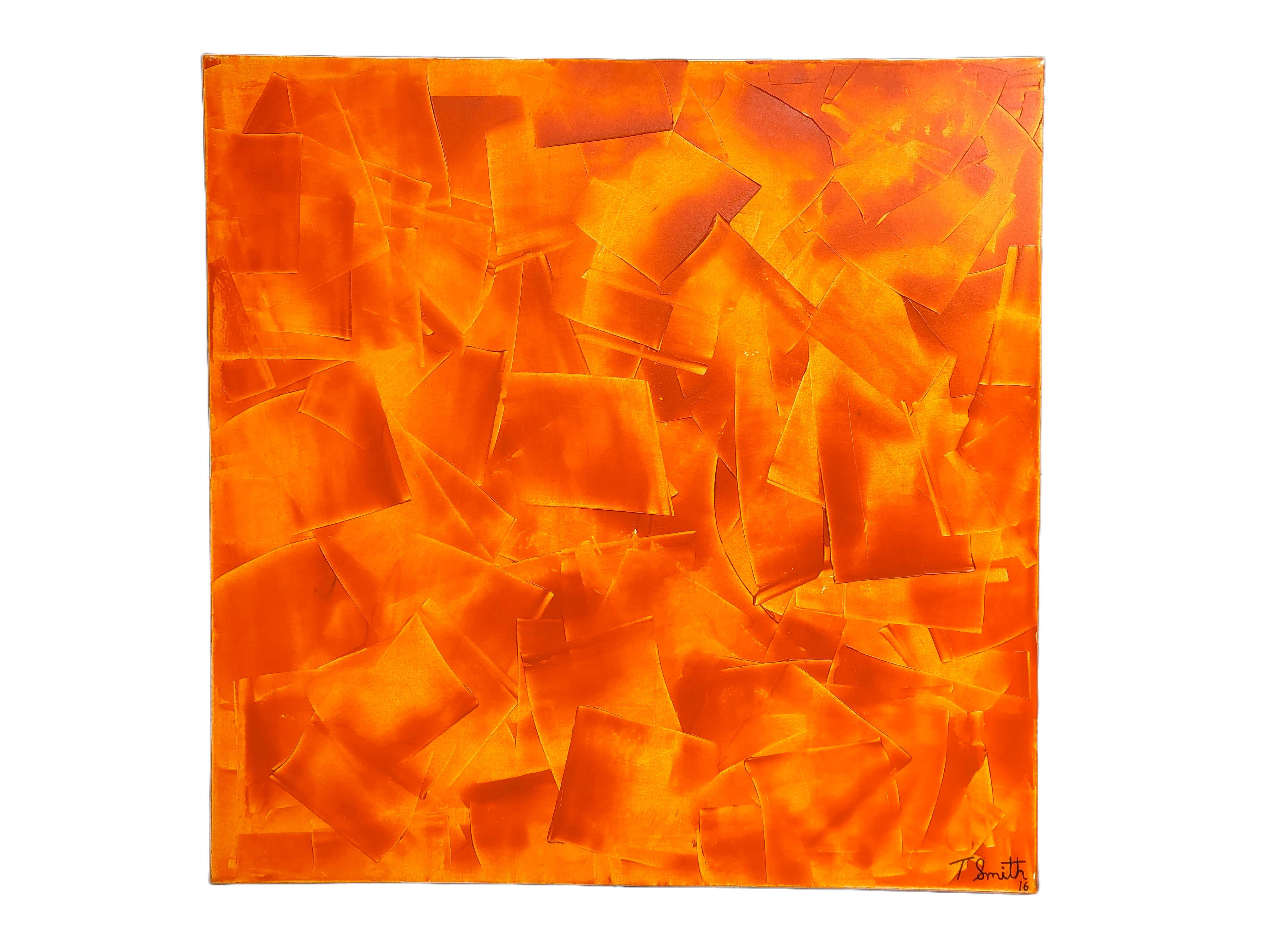 Burnt By Troy Smith Fine Art Abstract Art - Orange Abstract Painting by Troy Smith Studio