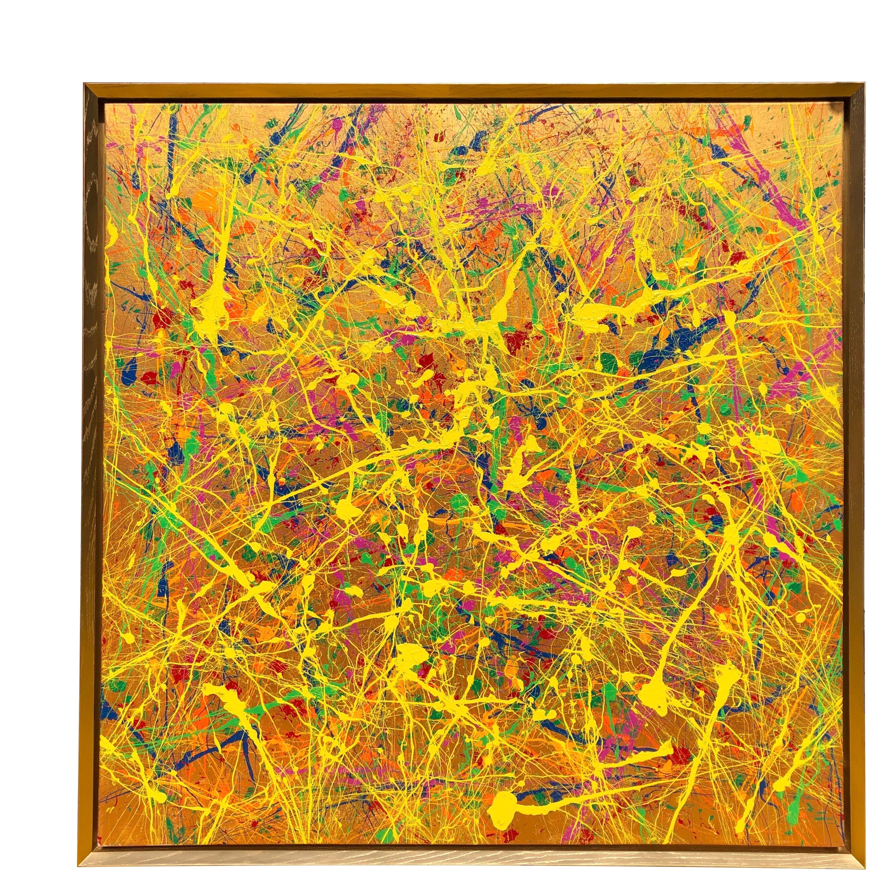 Troy Smith Studio Abstract Painting - Electric Brainwave By Troy Smith With Gilt Frame Fine Art Abstract Art