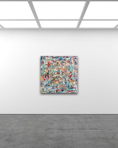 Oasis Abstract Painting, Acrylic on Board, 40x40 Inches, 21st Century, Unframed