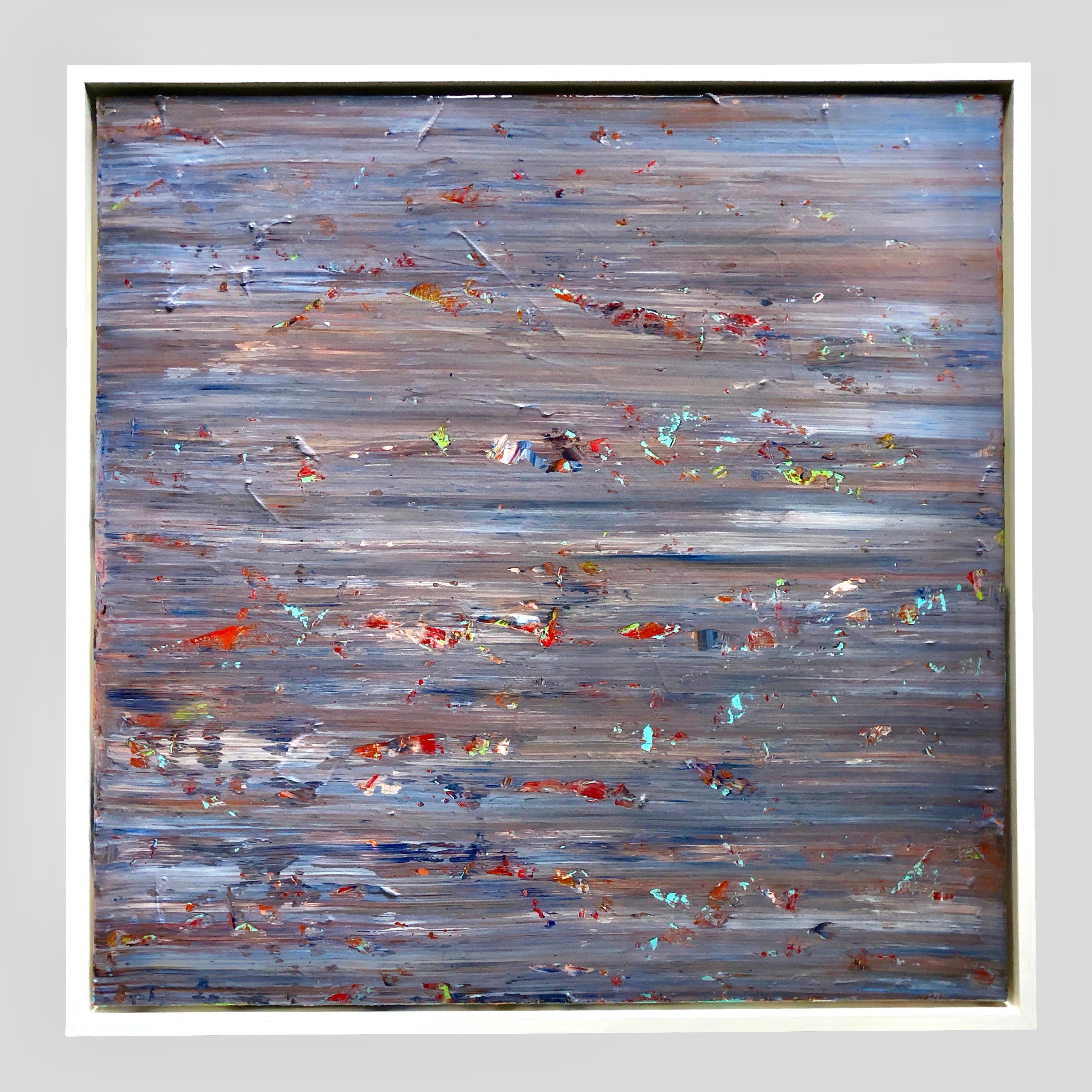 Lucid Dreams By Troy Smith Epoxy Resin Overlay White Lacquer Frame - Painting by Troy Smith Studio