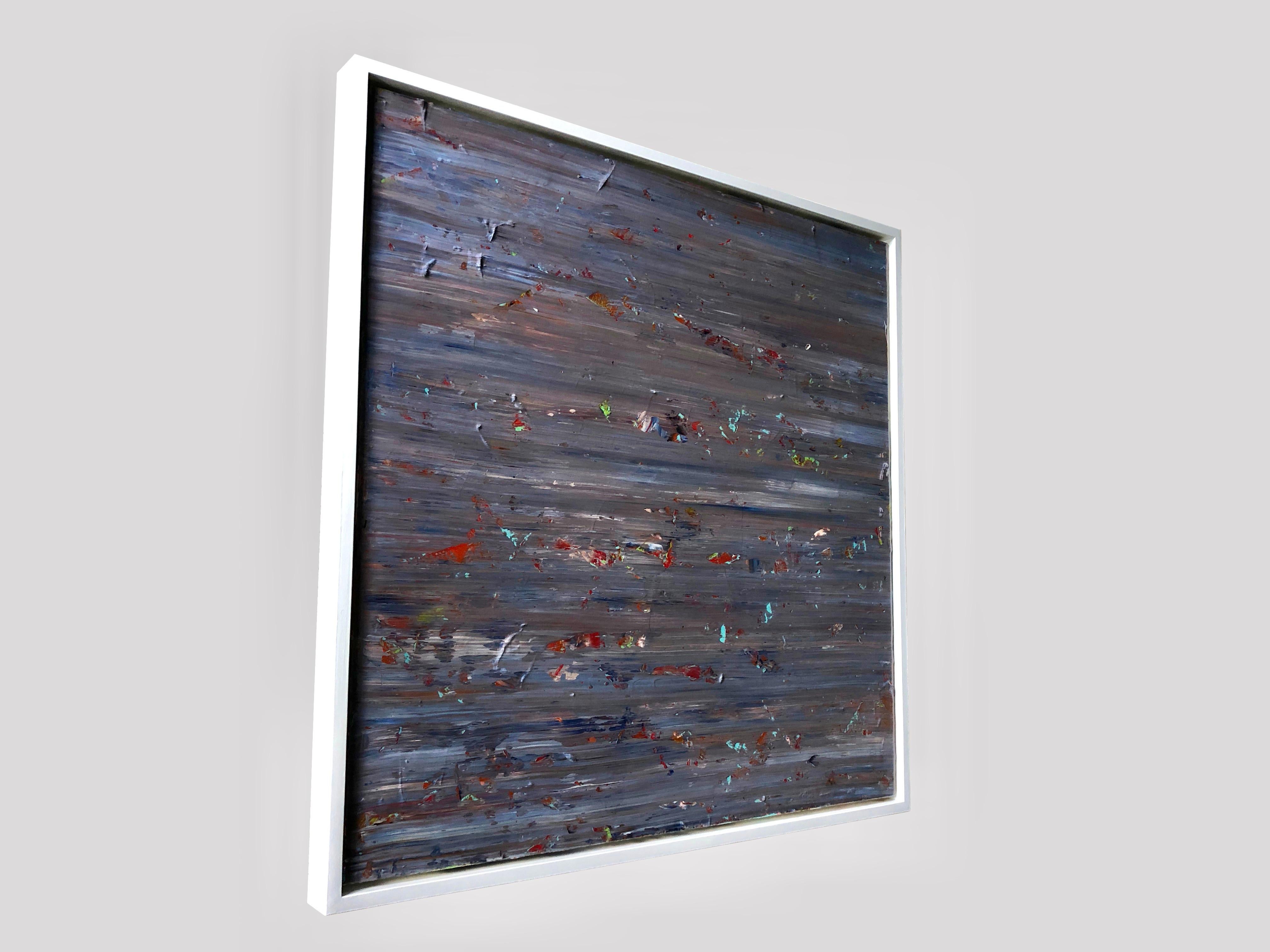 Lucid Dreams By Troy Smith Epoxy Resin Overlay White Lacquer Frame - Brown Abstract Painting by Troy Smith Studio