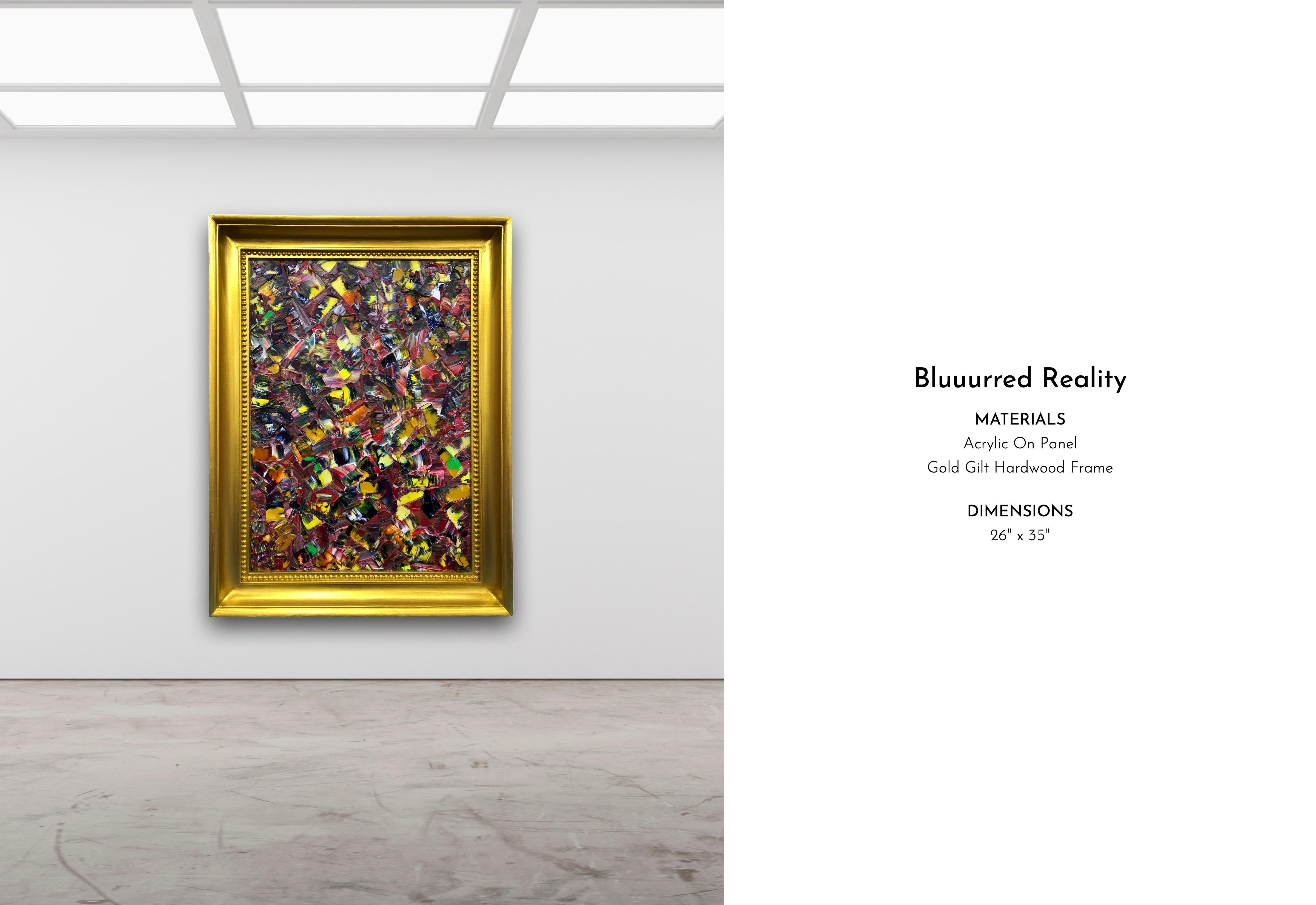 Bluuurred Reality Quadro di Troy Smith Acrilico su pannello di betulla Cornice dorata - Painting di Troy Smith Studio