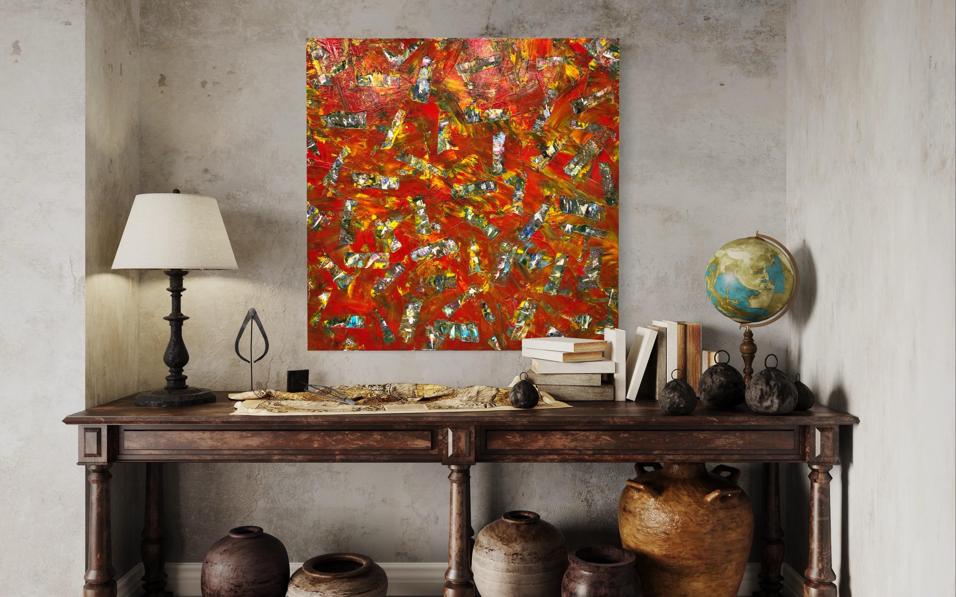 Contemporary Acrylic Painting Burning Ember On Canvas For Sale 6