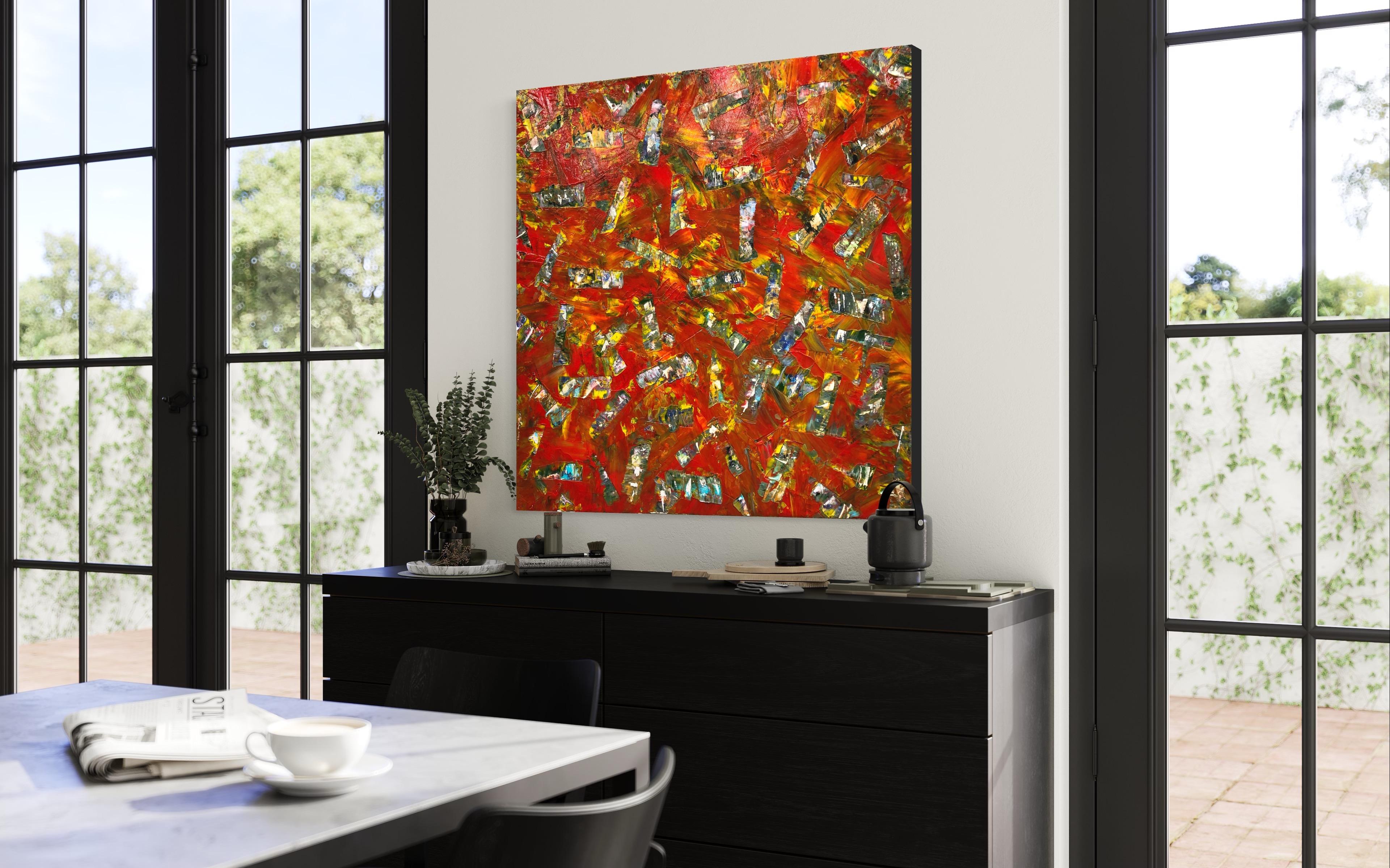 Pintura Acrílica Contemporánea Brasa Ardiente Sobre Lienzo en venta 1