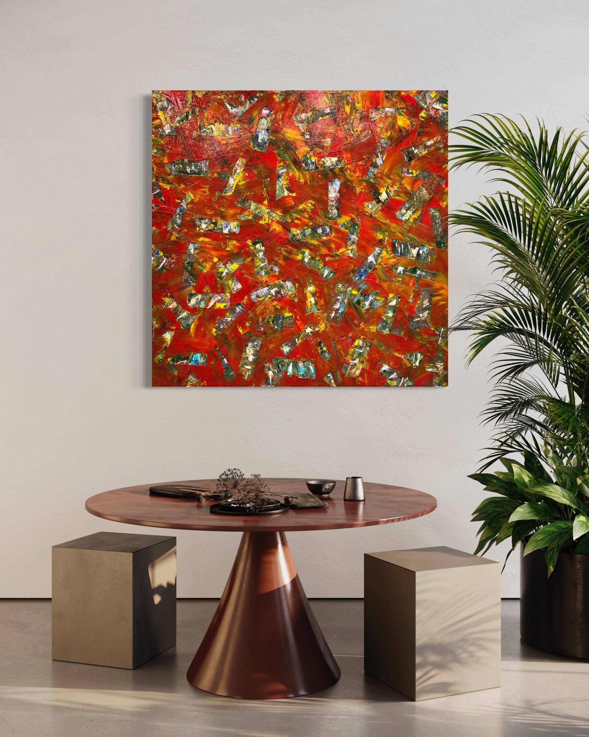 Contemporary Acrylic Painting Burning Ember On Canvas For Sale 4