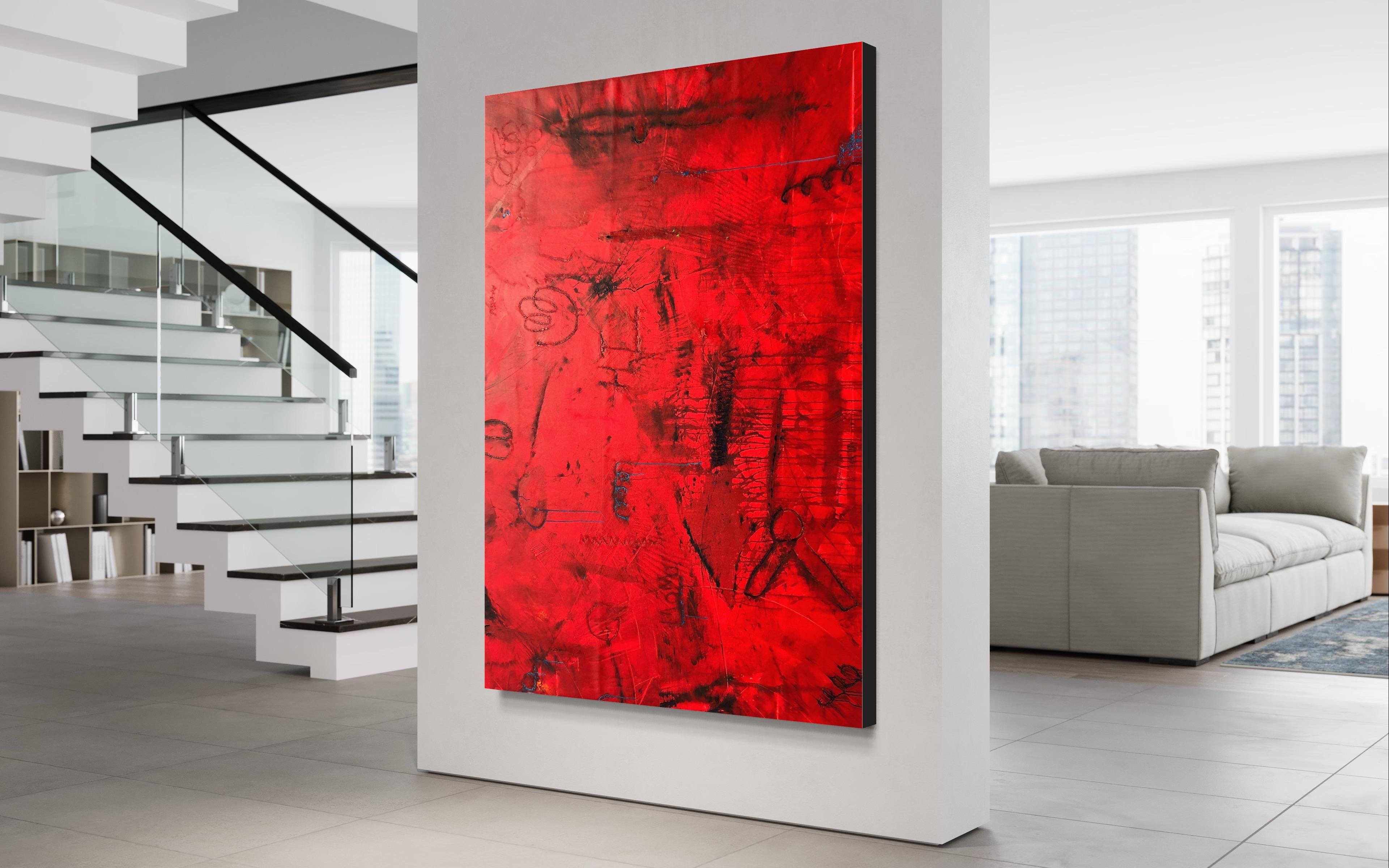 Peinture rouge contemporaine Primitive Power By Troy Smith en vente 5