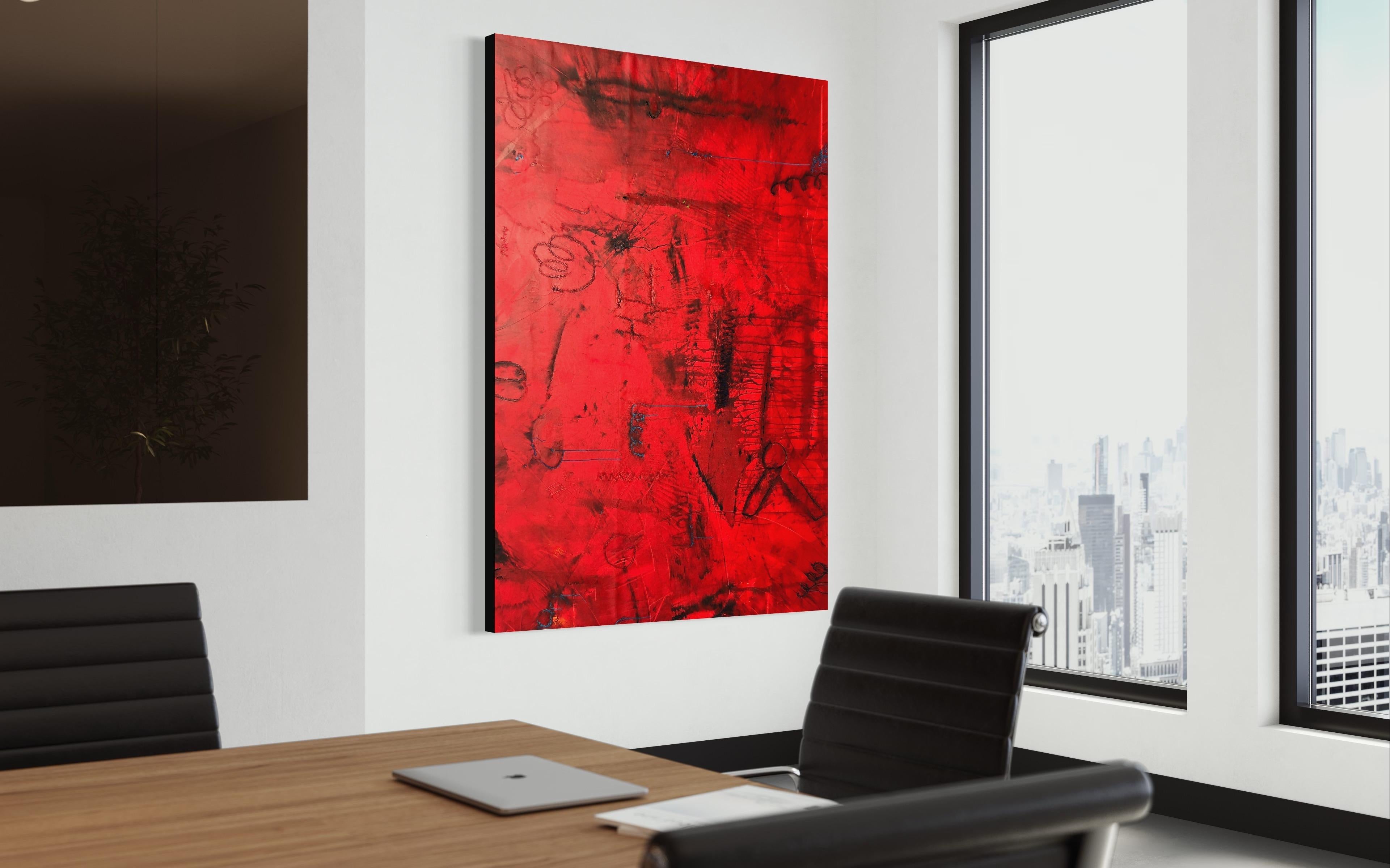 Peinture rouge contemporaine Primitive Power By Troy Smith en vente 6
