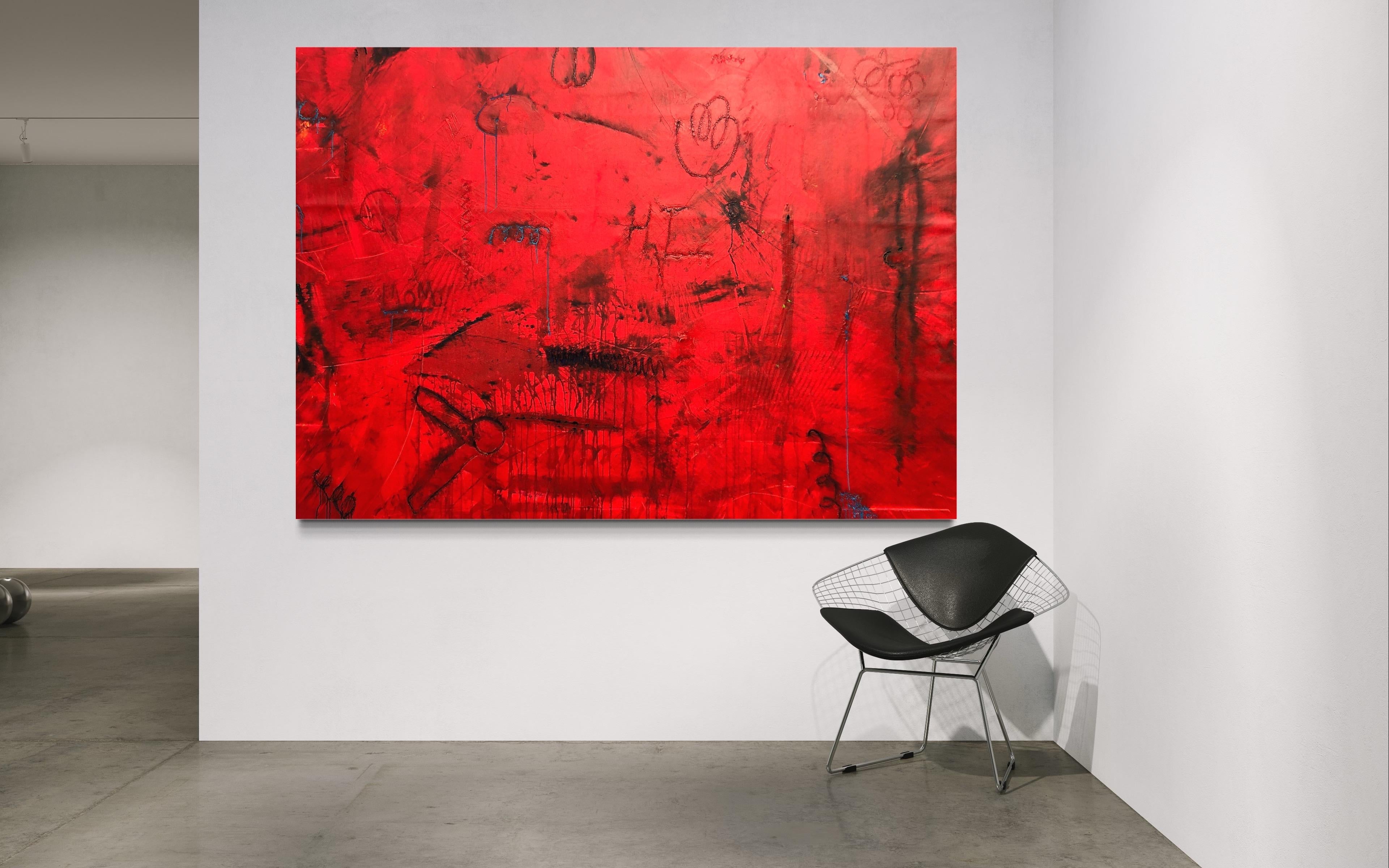 Peinture rouge contemporaine Primitive Power By Troy Smith en vente 2