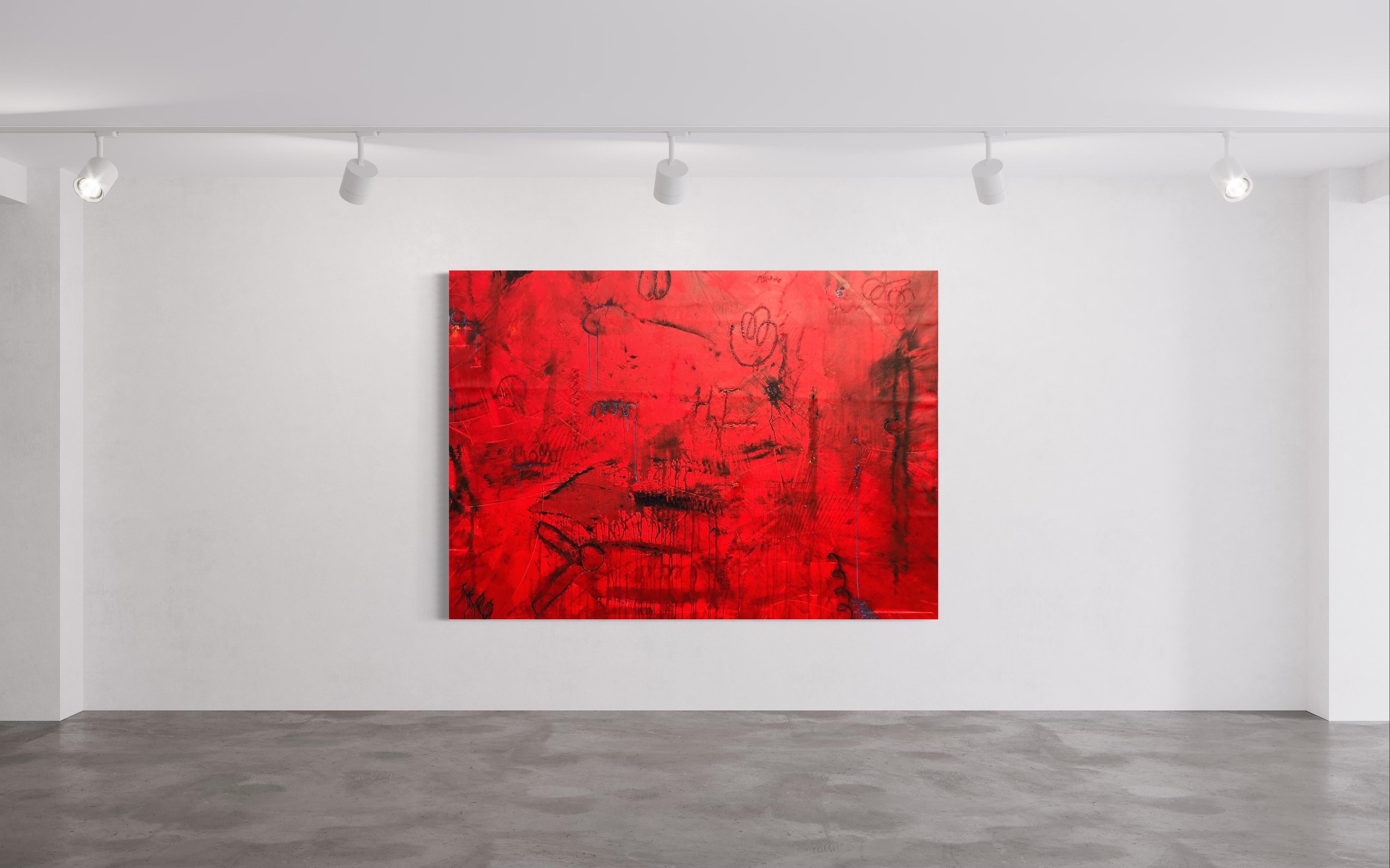 Peinture rouge contemporaine Primitive Power By Troy Smith en vente 4