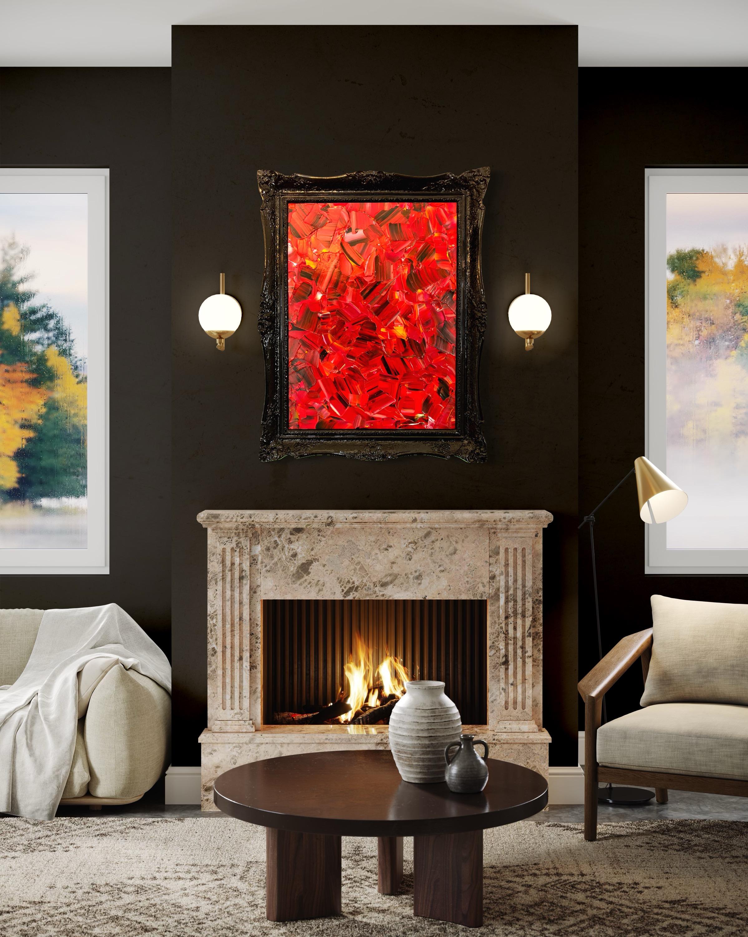 Cowboy Sunset By Troy Smith Acrylic On Birch Panel Custom Black Lacquer Frame For Sale 11