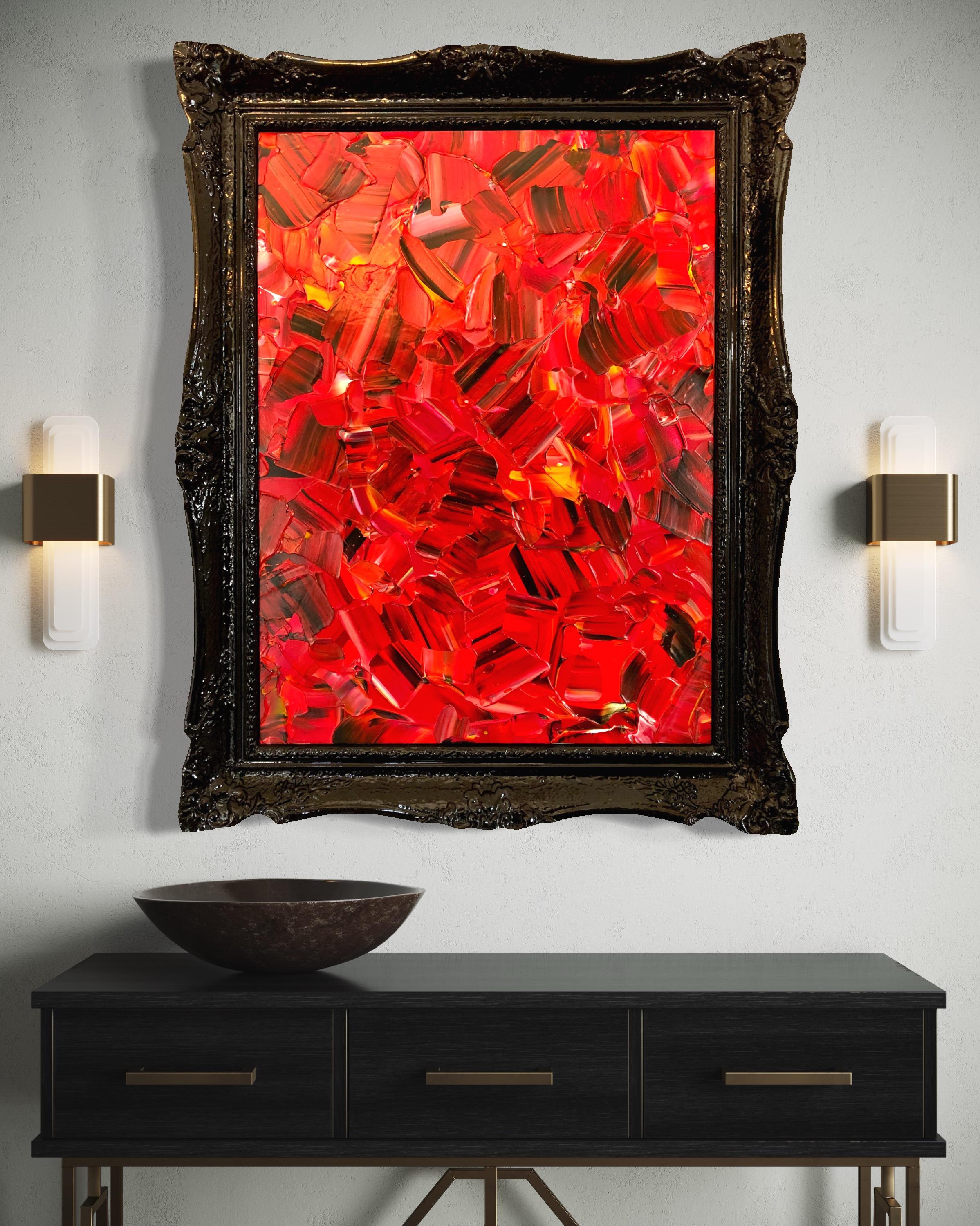 Cowboy Sunset By Troy Smith Acrylic On Birch Panel Custom Black Lacquer Frame For Sale 12
