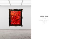 Cowboy-Sonnenuntergang von Troy Smith Acryl auf Birkenholzplatte, maßgefertigter schwarzer Lackrahmen