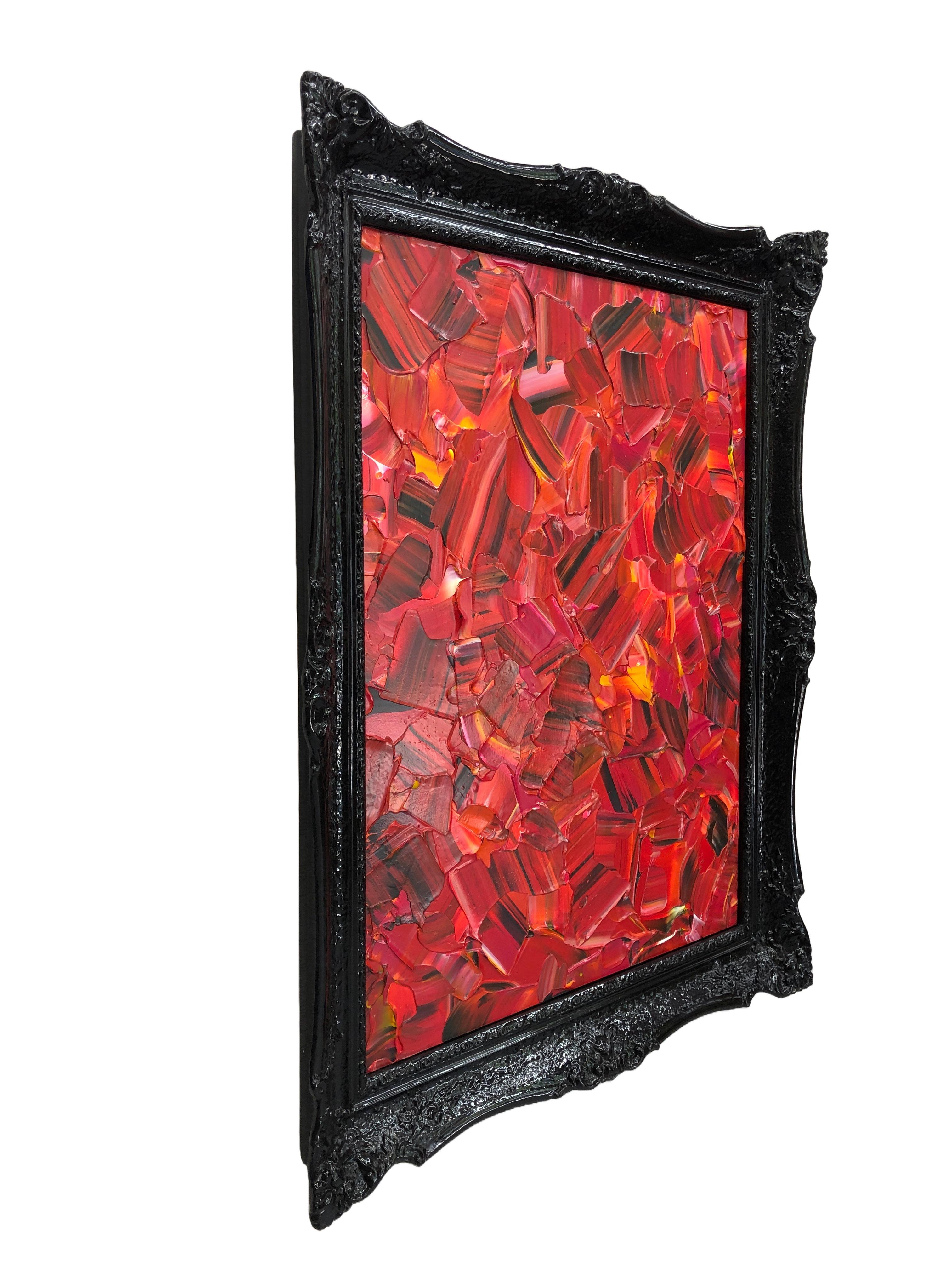 Cowboy Sunset By Troy Smith Acrylic On Birch Panel Custom Black Lacquer Frame For Sale 2