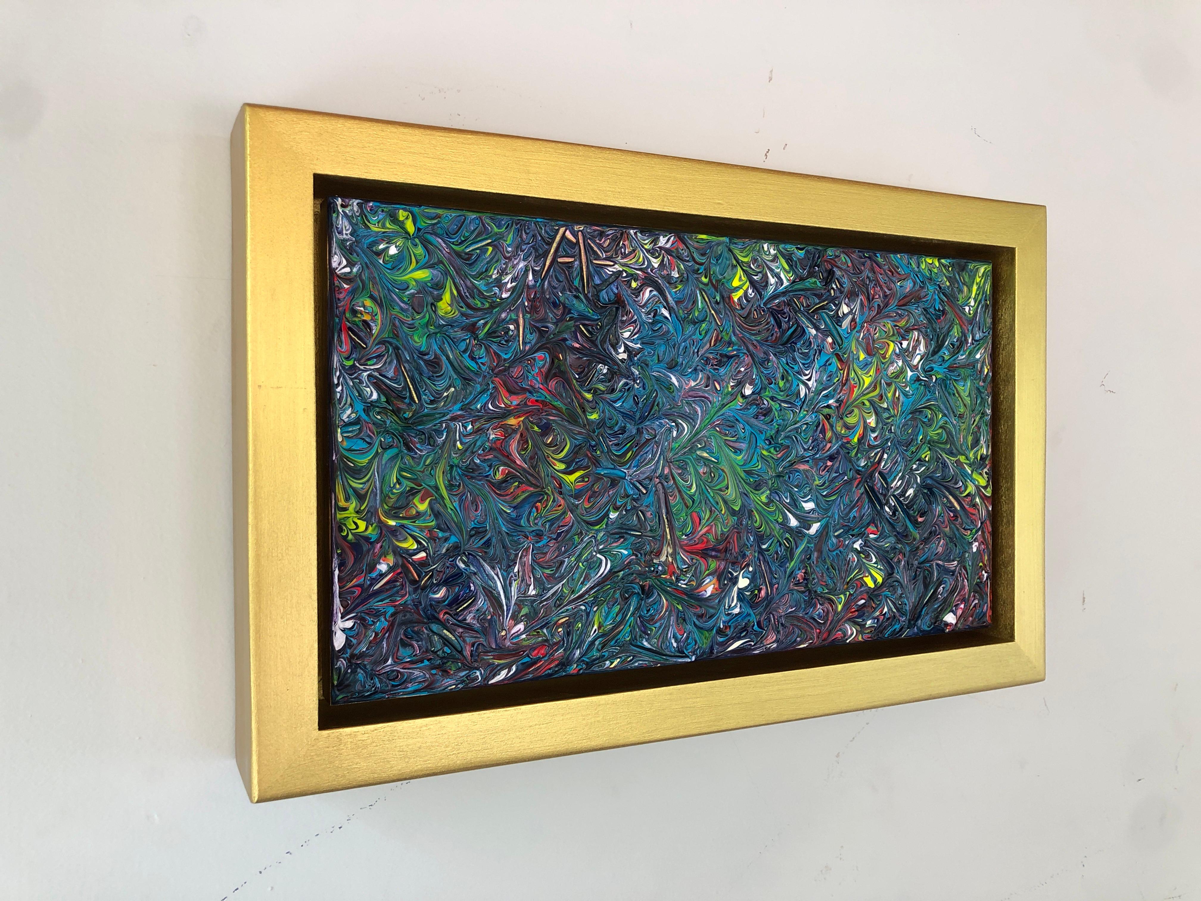 Pintura Verano Tropical Por Troy Smith Acrílico Sobre Panel De Abedul Marco Dorado Oro en venta 4
