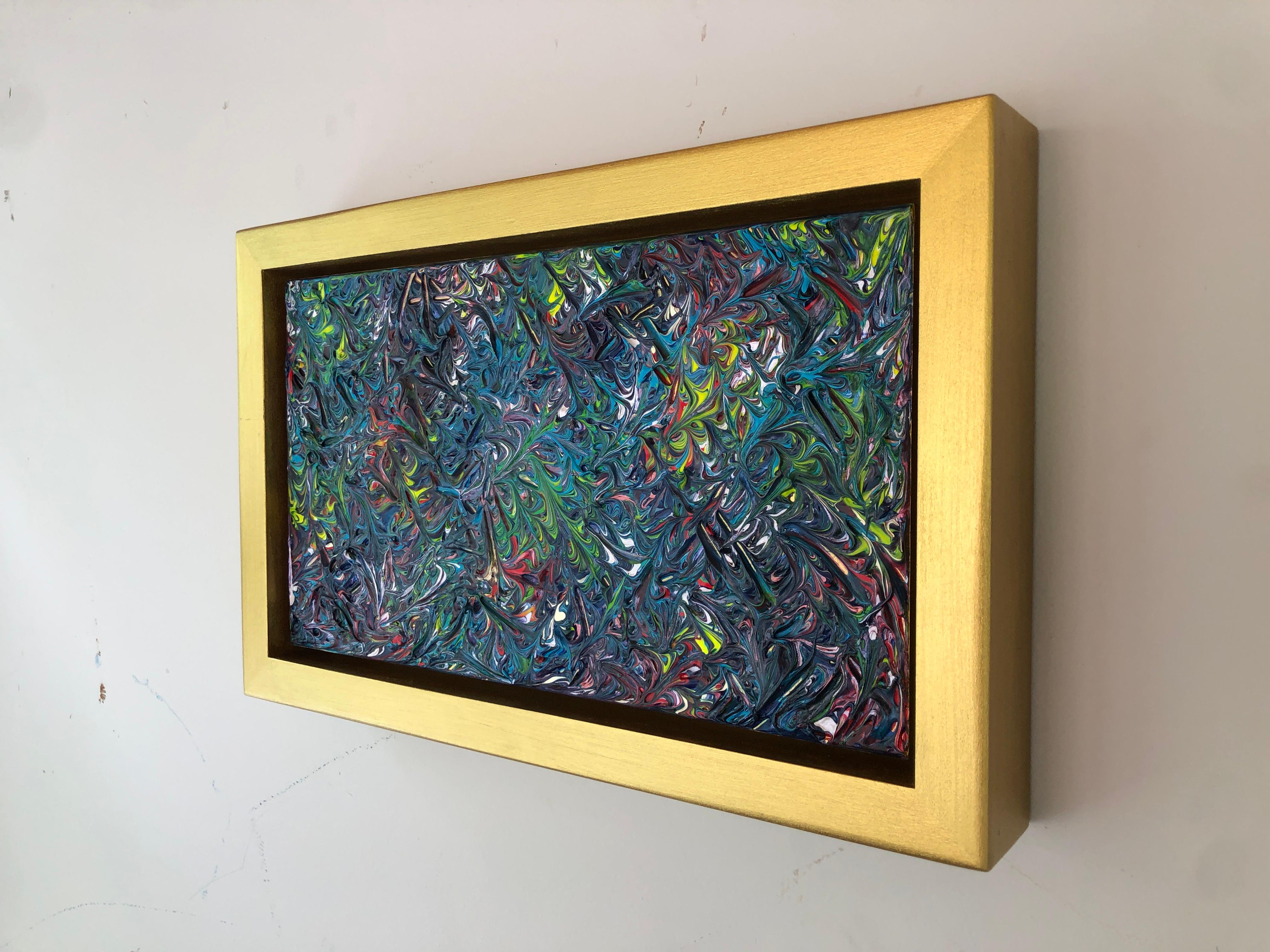 Pintura Verano Tropical Por Troy Smith Acrílico Sobre Panel De Abedul Marco Dorado Oro en venta 5
