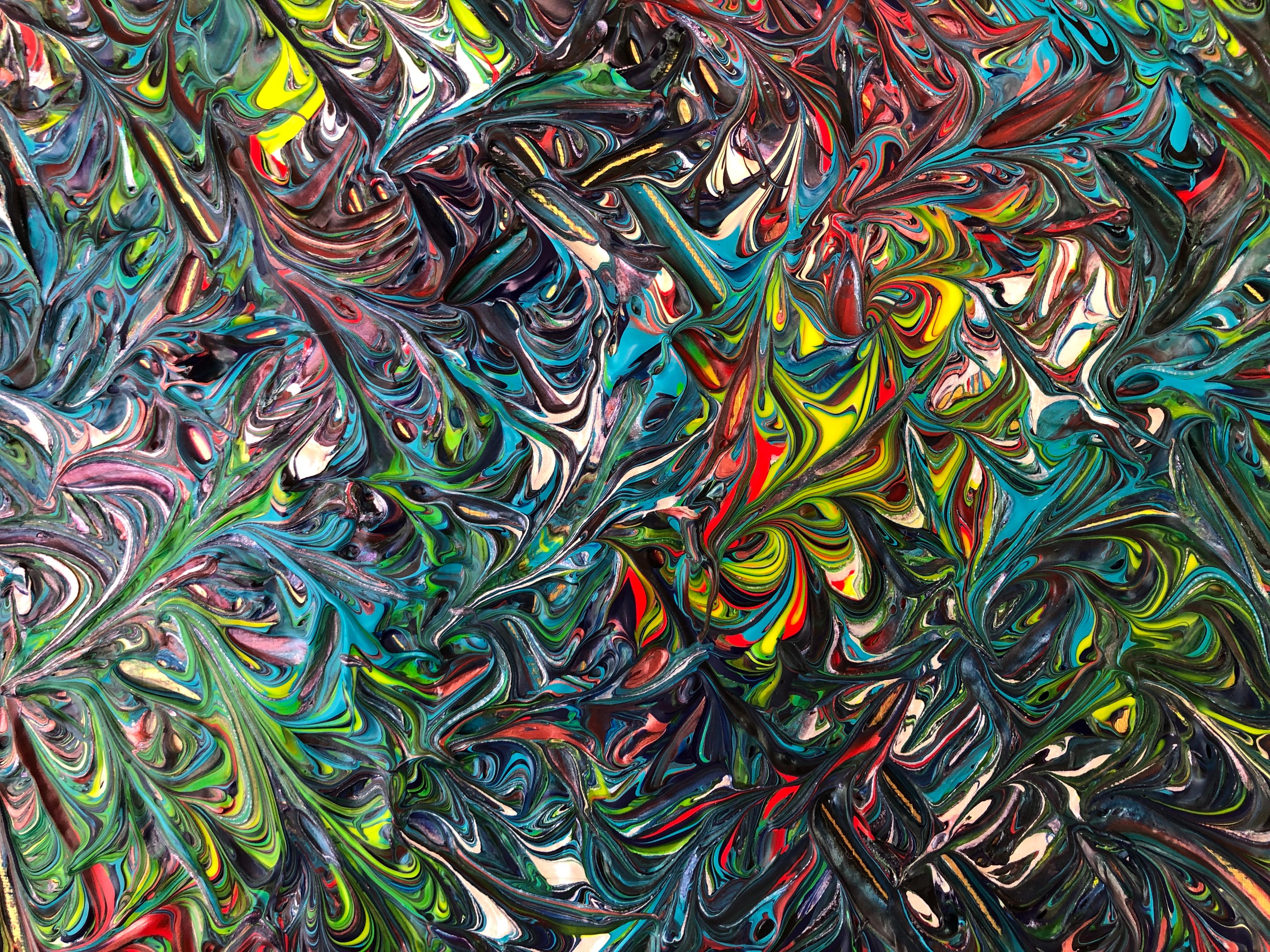 Pintura Verano Tropical Por Troy Smith Acrílico Sobre Panel De Abedul Marco Dorado Oro en venta 6