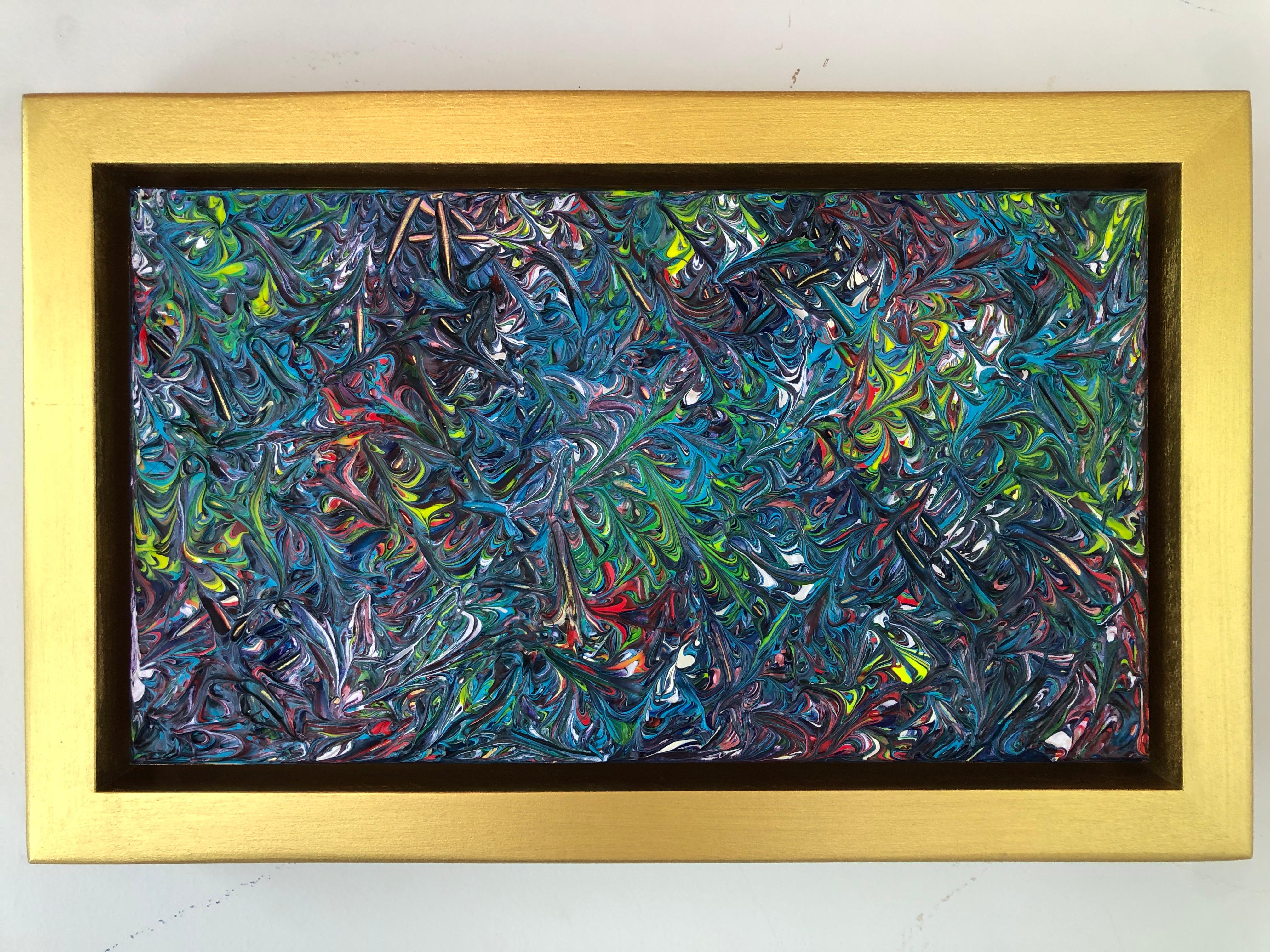 Pintura Verano Tropical Por Troy Smith Acrílico Sobre Panel De Abedul Marco Dorado Oro - Interior Painting Negro de Troy Smith Studio