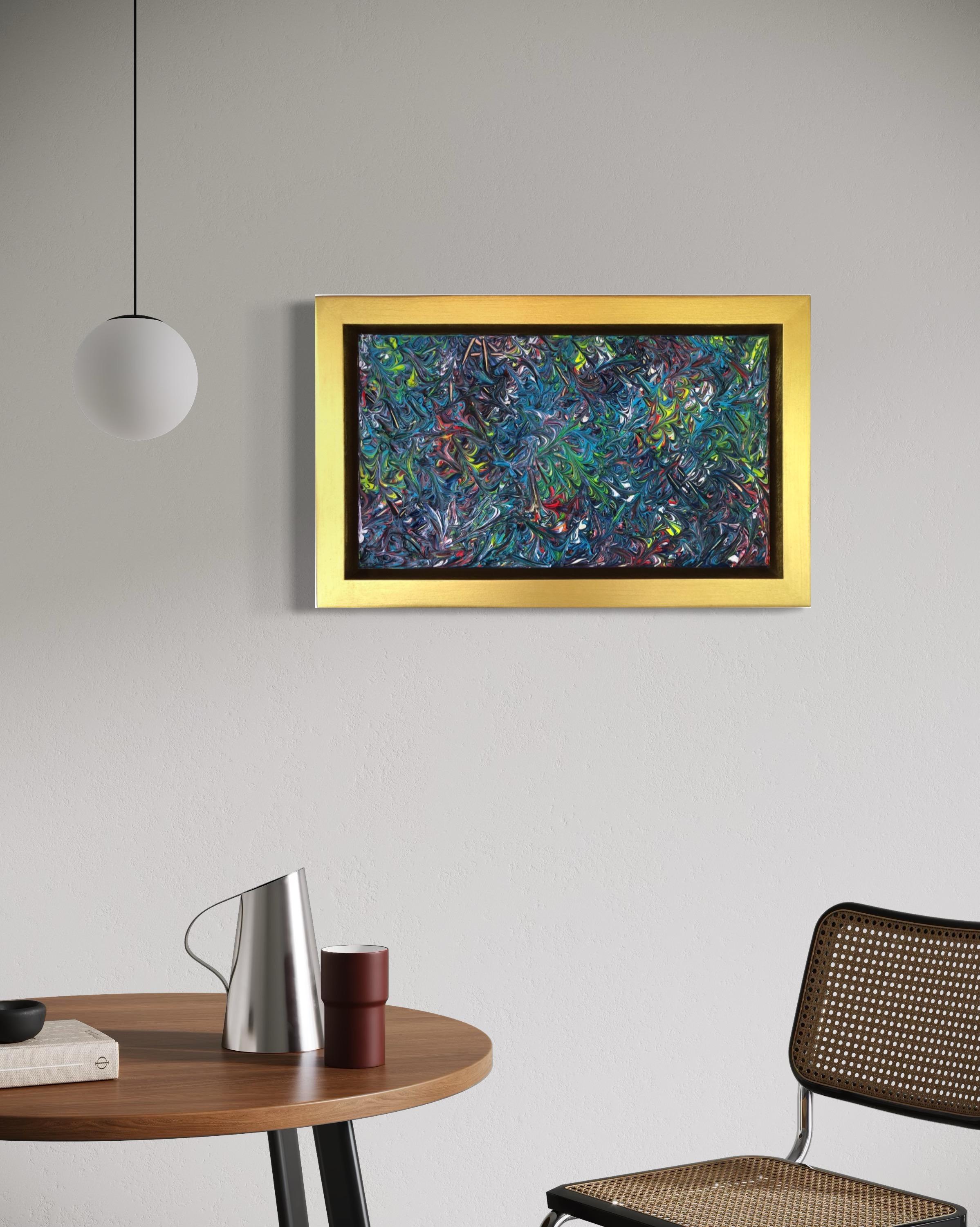 Pintura Verano Tropical Por Troy Smith Acrílico Sobre Panel De Abedul Marco Dorado Oro en venta 10