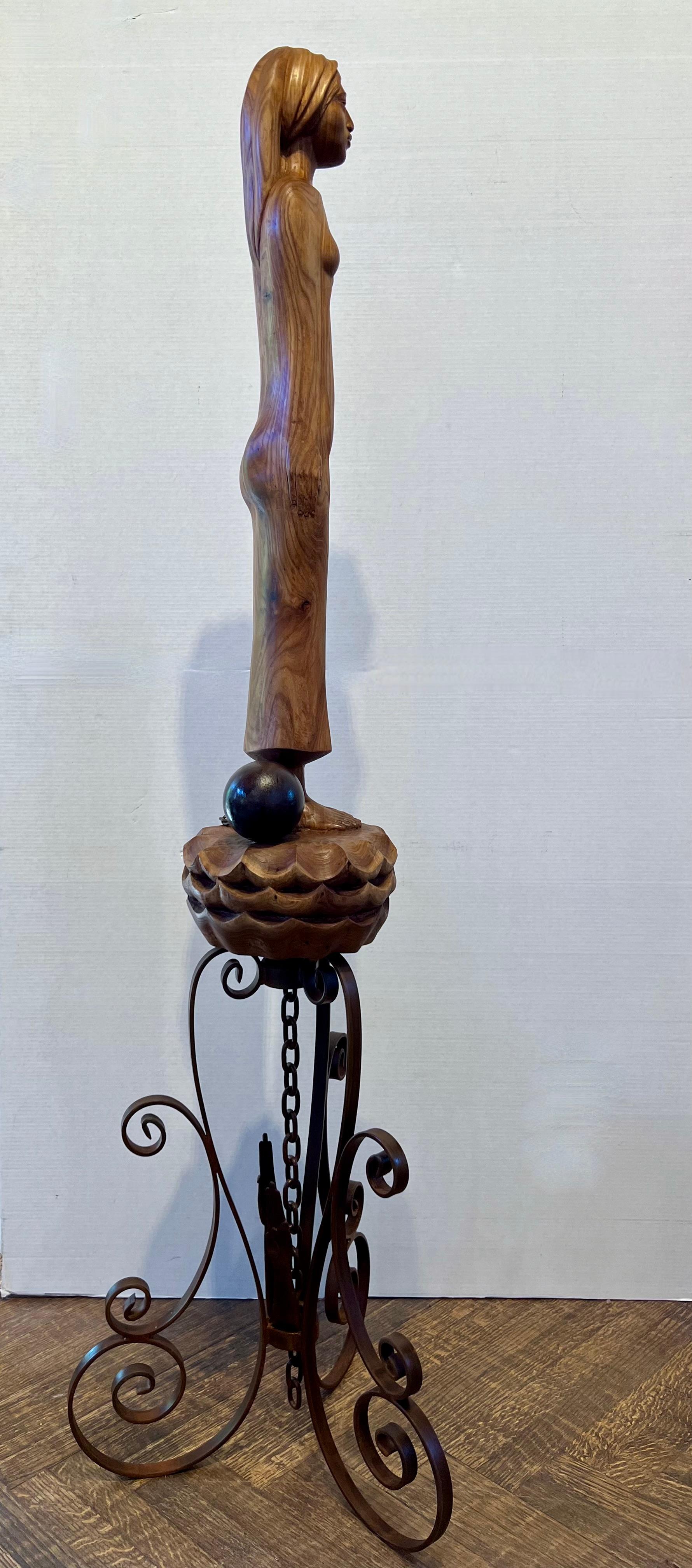 A Shattered Heart, sculpture by Troy Williams, wood, gold leaf, steel, female For Sale 9
