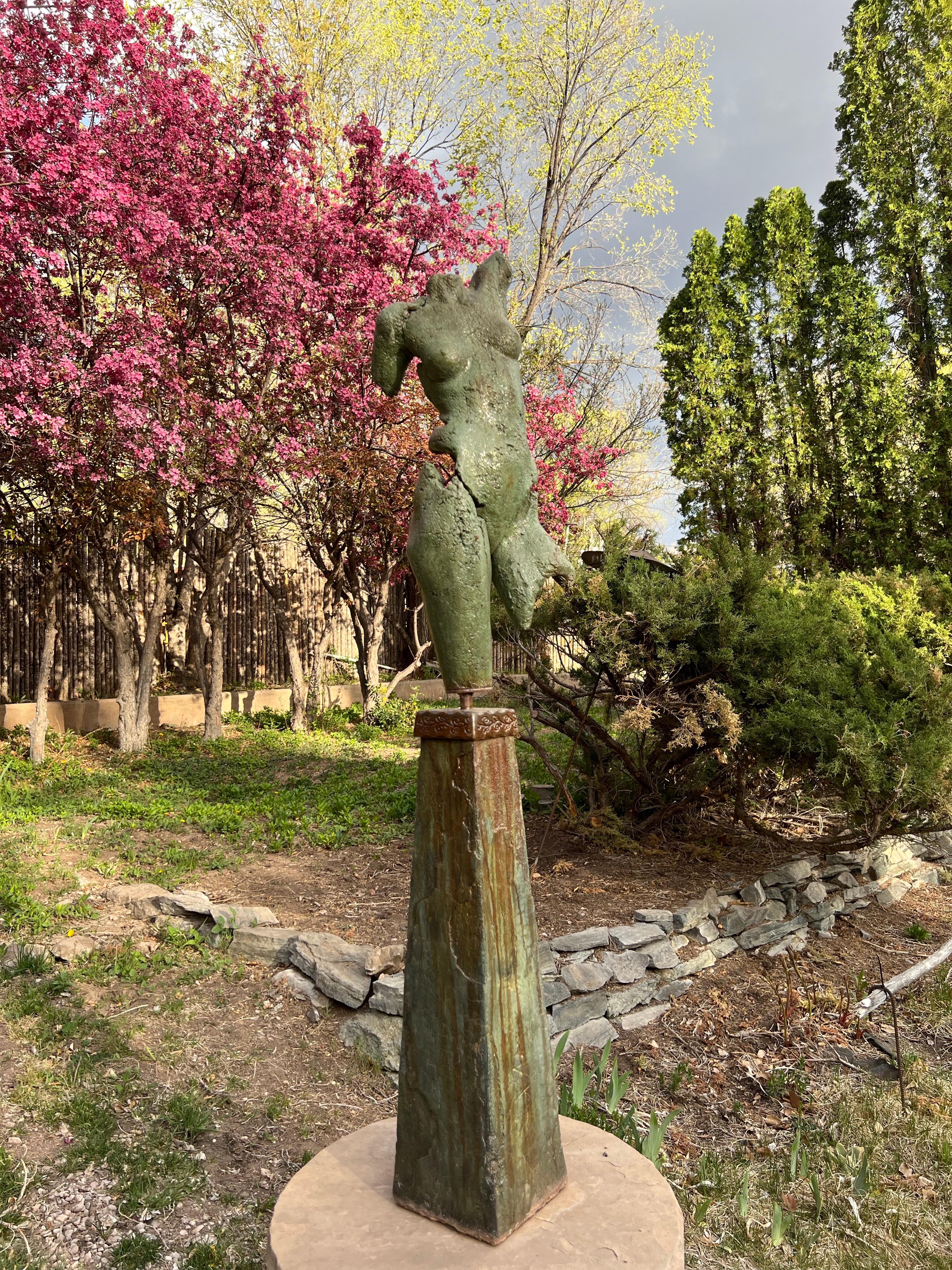 Athena, concrete sculpture by Troy Williams, female, nude, steel, green, cement For Sale 2