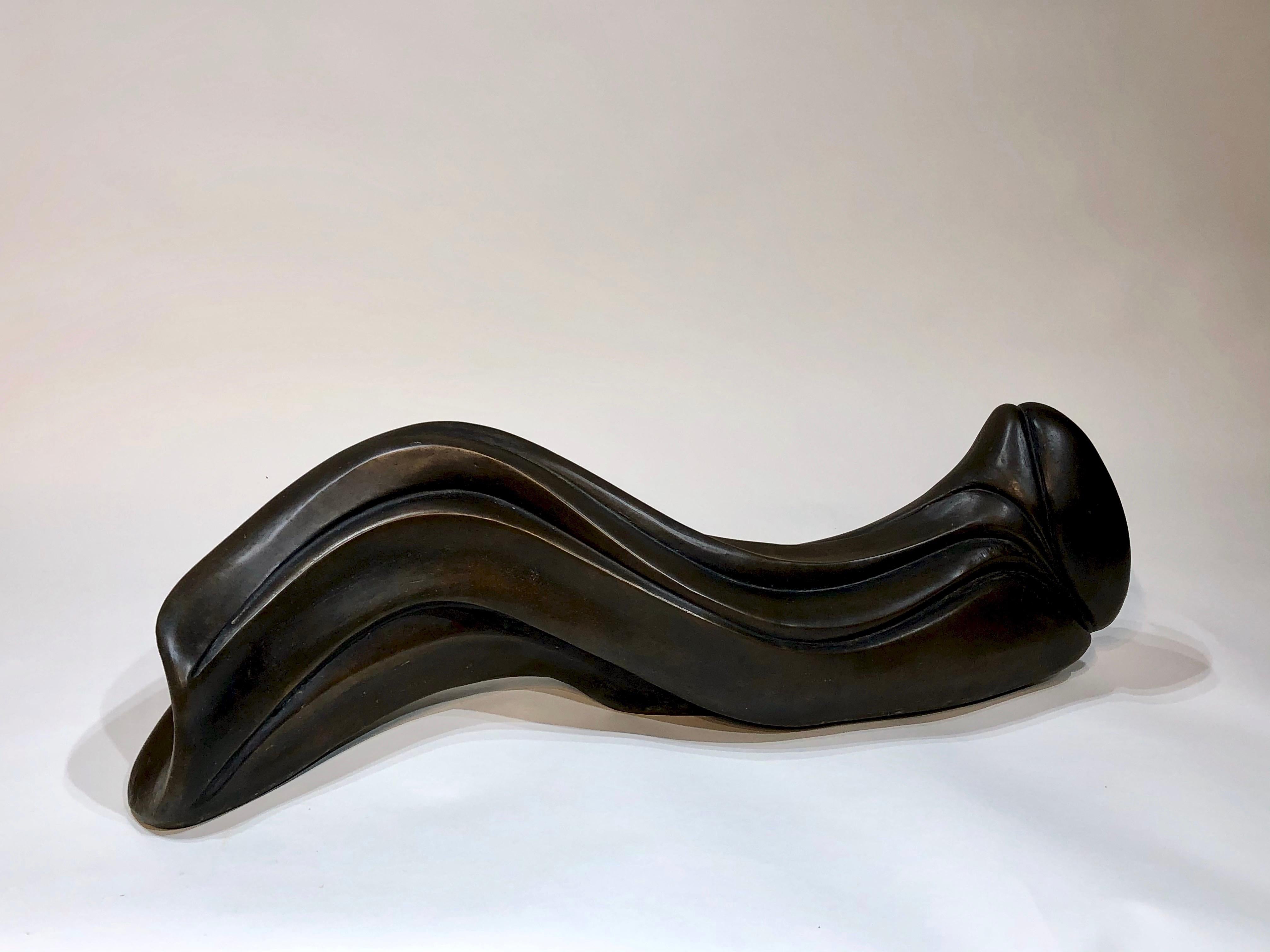 Elegance, by Troy Williams, bronze sculpture, reclining female figure, brown 3