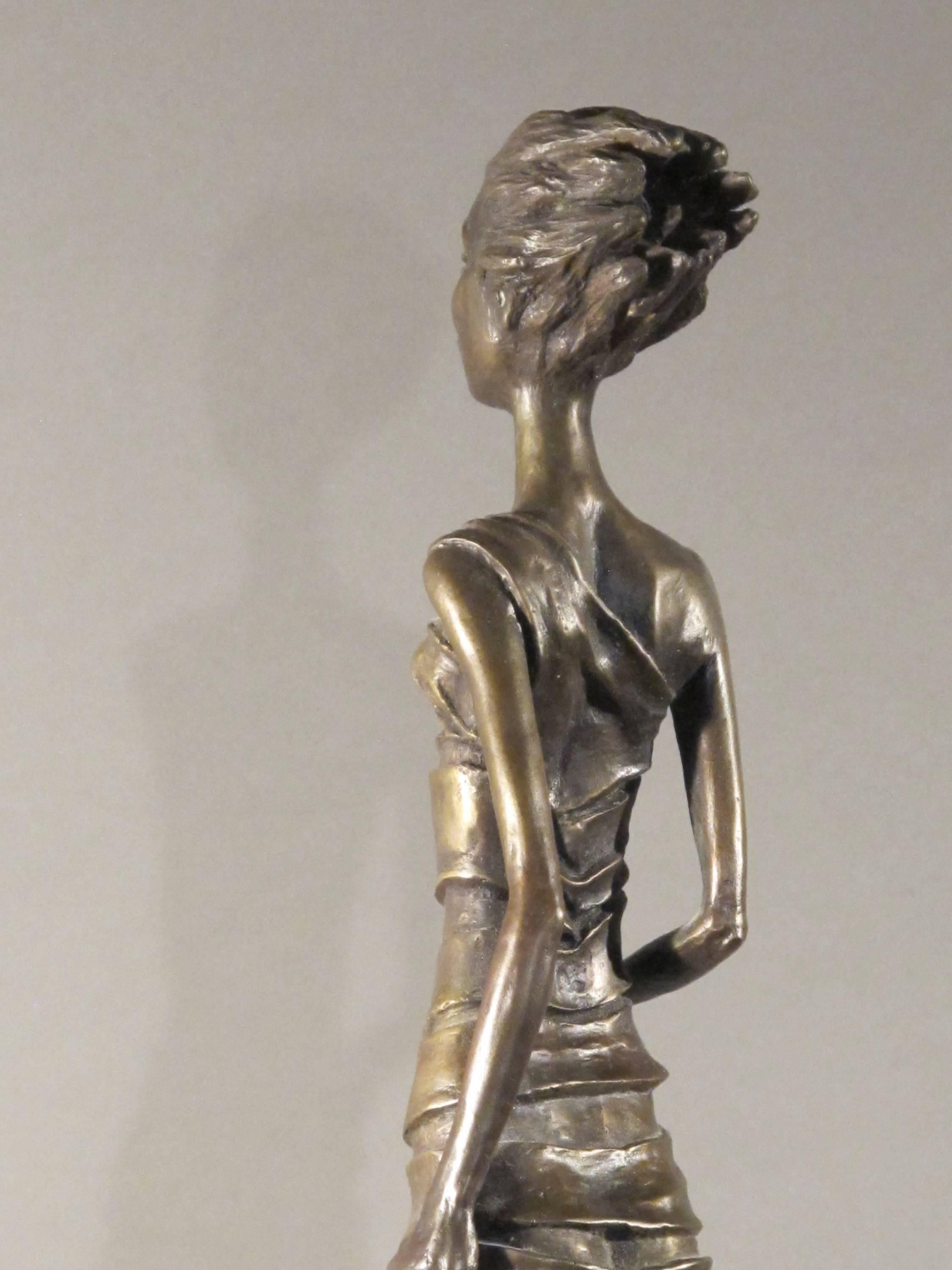 First Bite, female figure holding apple, garden of eden, bronze sculpture Williams For Sale 2