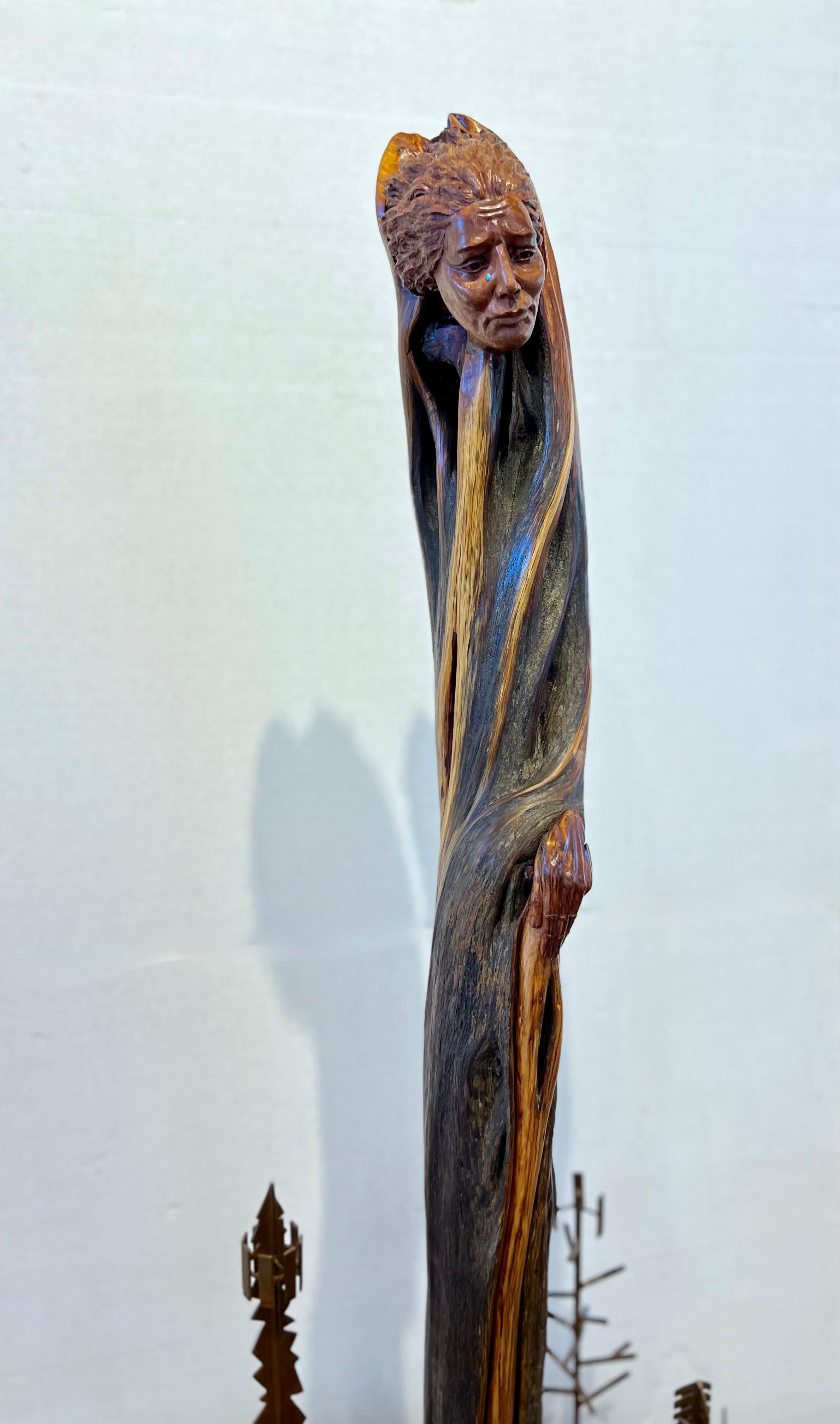 Mother's Tear, sculpture by Troy Williams, wood, steel, abstract, figure For Sale 1