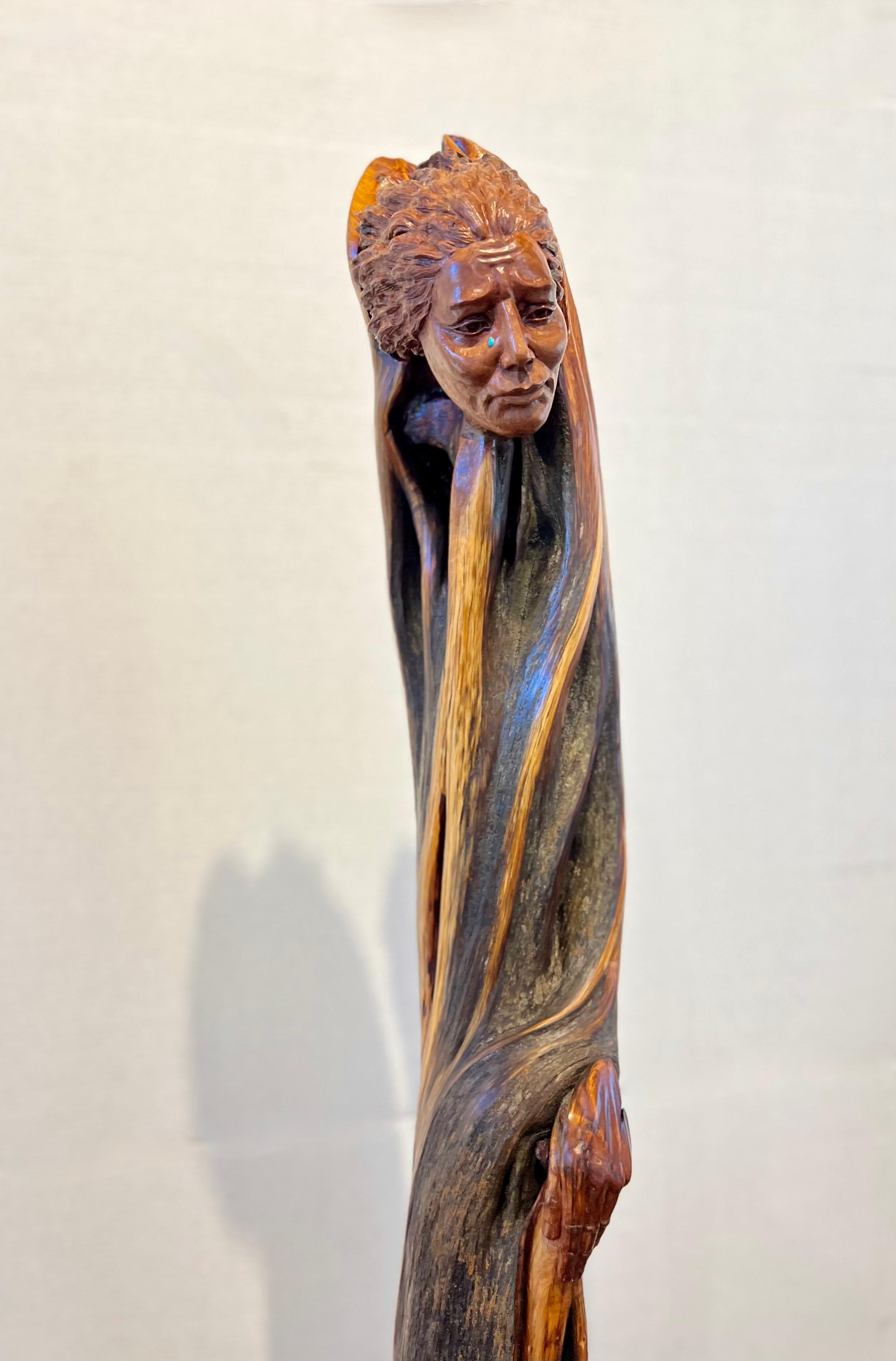 Mother's Tear, sculpture by Troy Williams, wood, steel, abstract, figure For Sale 2