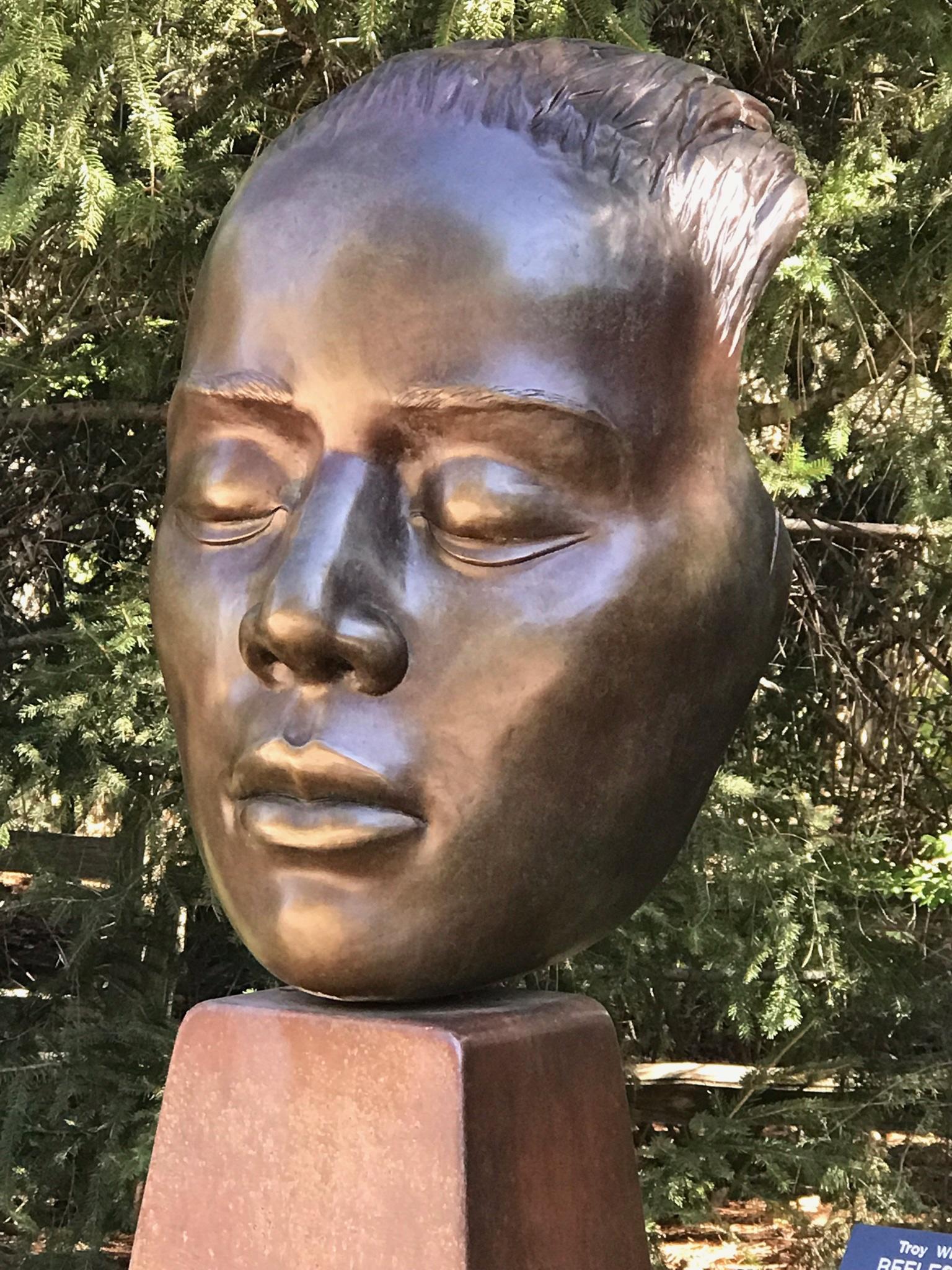 Reflections, bronze female bust sculpture contemplative peaceful Troy Williams For Sale 4