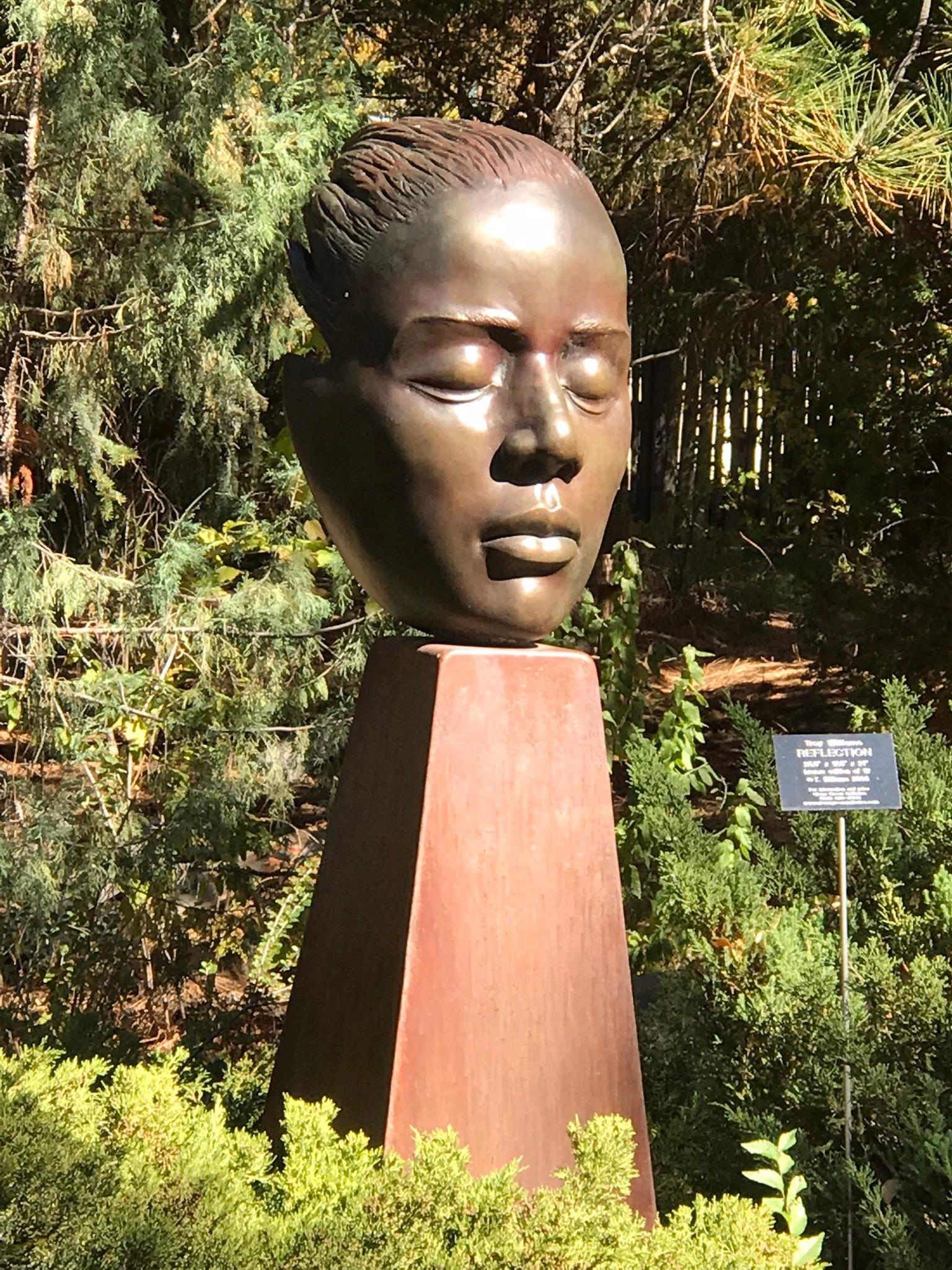 Reflections, bronze female bust sculpture contemplative peaceful Troy Williams For Sale 5