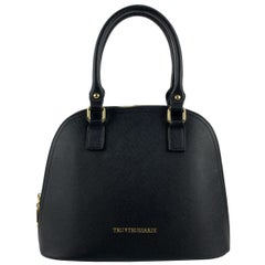 Tru Trussardi Black Leather Satchel Handbag with Strap For Sale at 1stDibs  | trutrussardi, tru trussardi bag, trussardi black bag