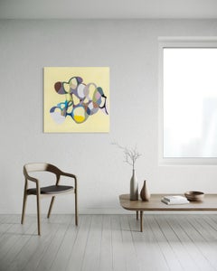 Criaturas 46 Abstract Oil Painting on Canvas, Yellow background