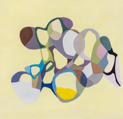 Criaturas 46 Abstract Oil Painting on Canvas, Yellow background