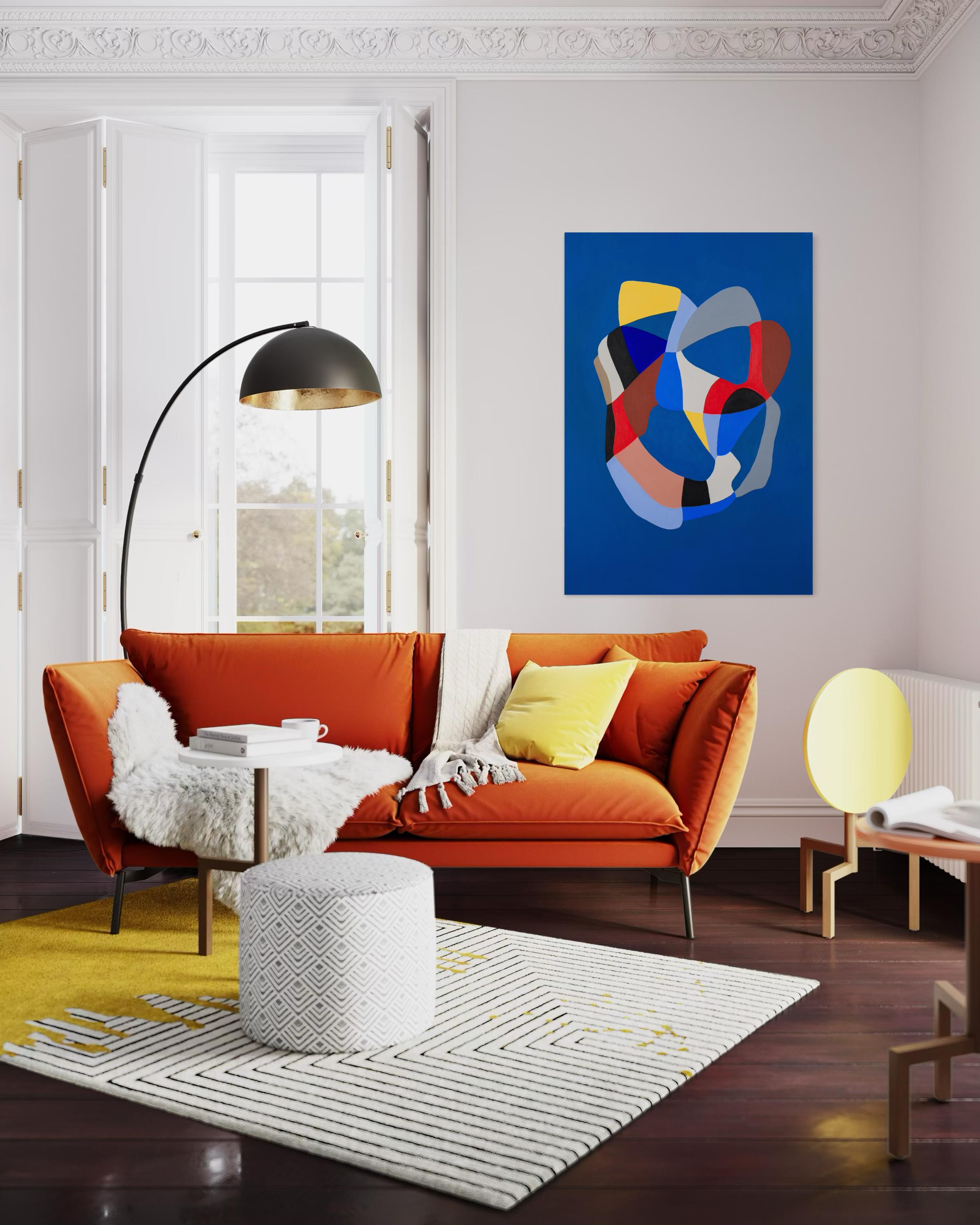 Criaturas. Composition abstraite Fond bleu - Abstrait Painting par Trucco Florencia