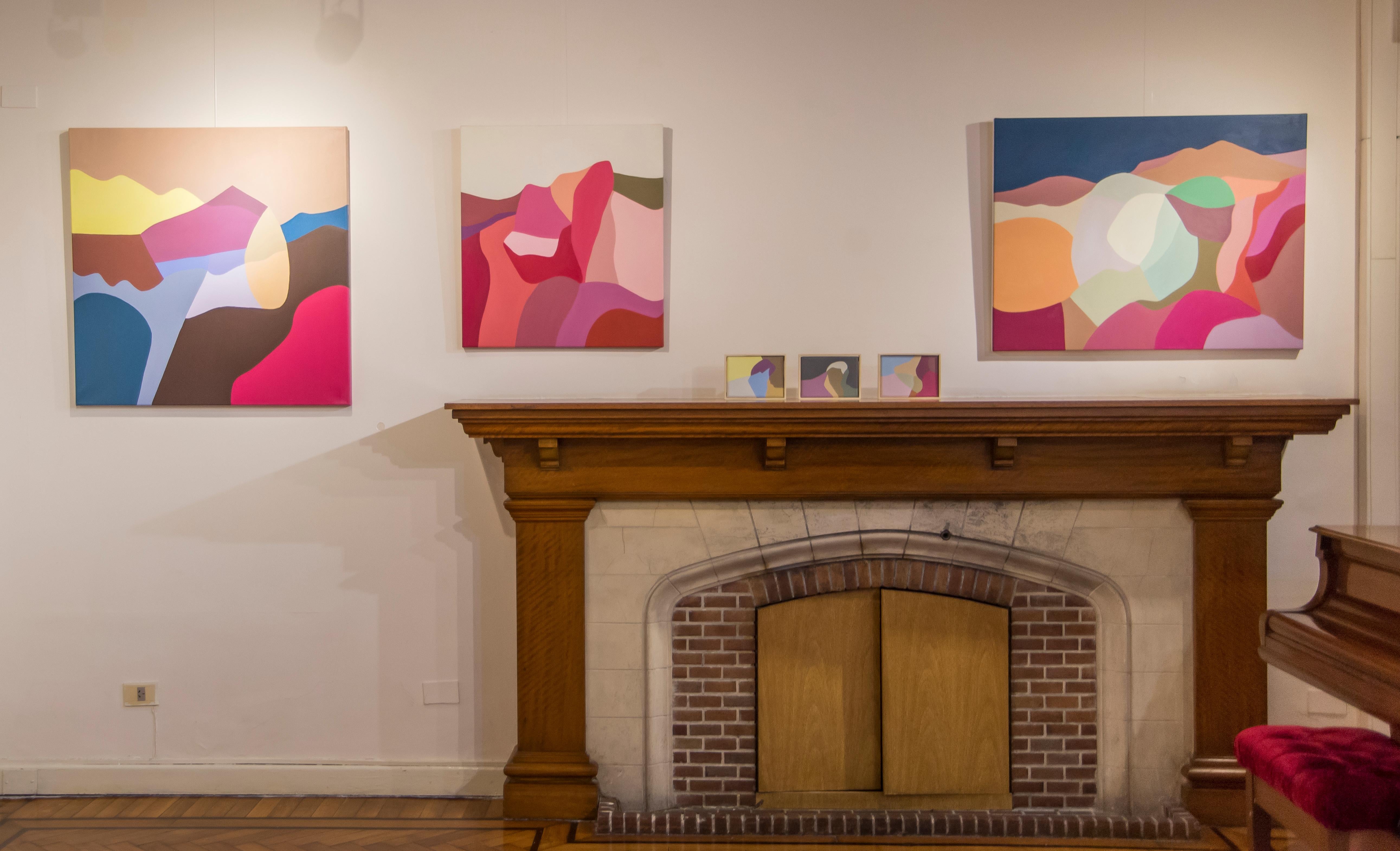 Ce jour-là, nous sommes allés à la plage. Cette œuvre d'art aux couleurs vives fait partie d'une série de paysages imaginaires. Comme l'a dit Agnes Martin, 