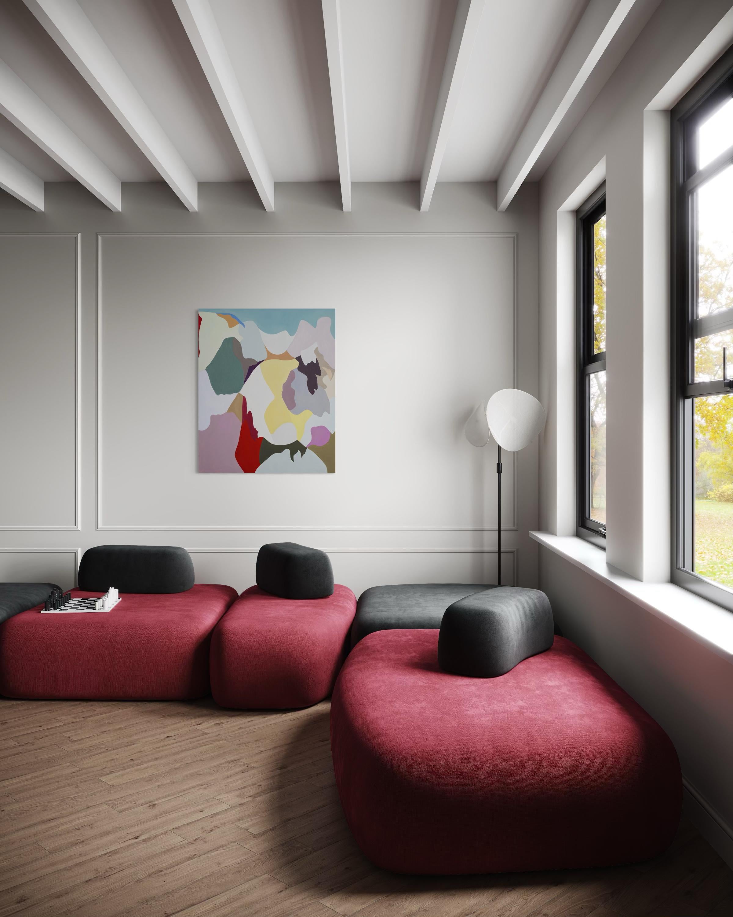 Les espaces intérieurs. Con Rojo - Abstrait Painting par Trucco Florencia
