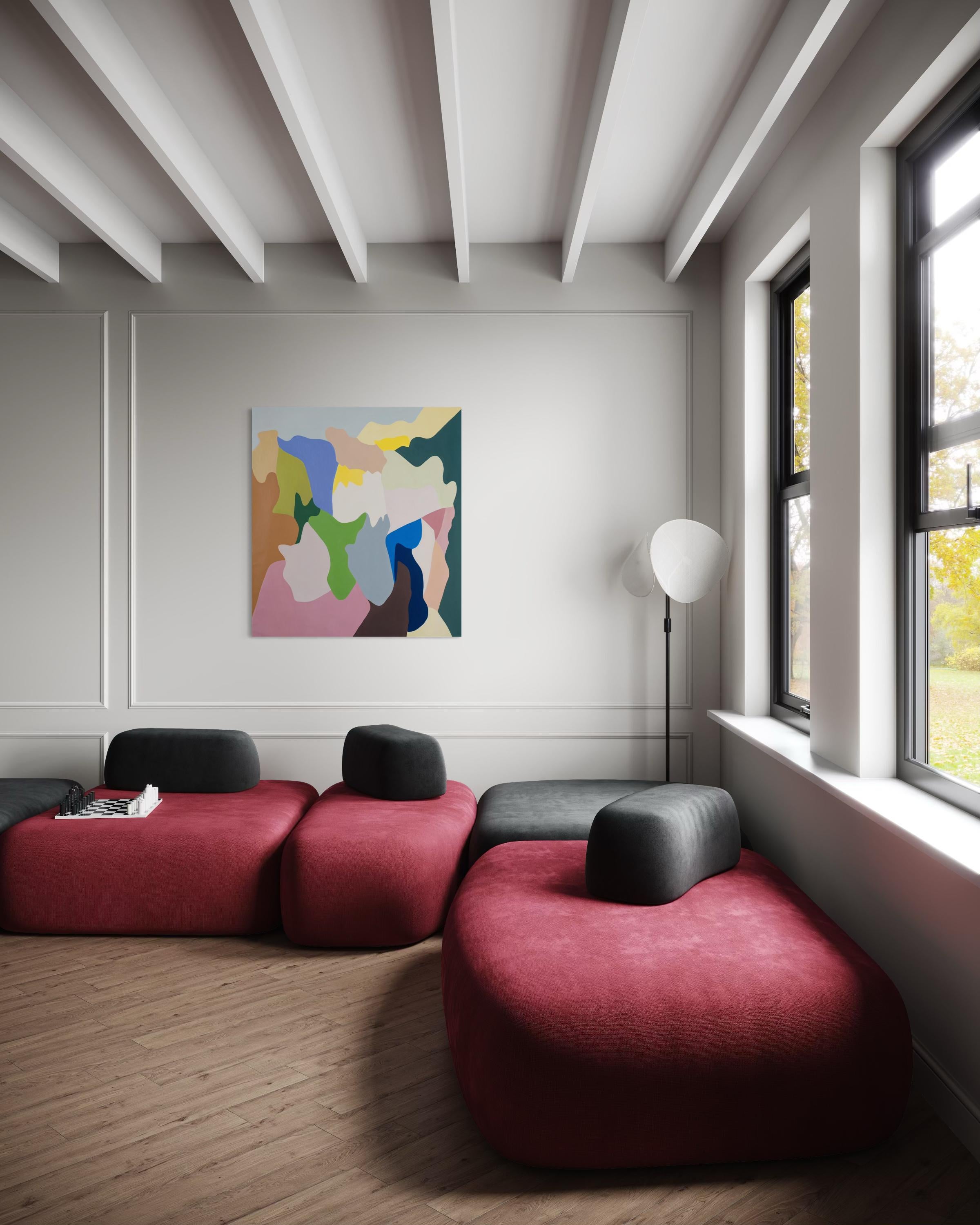 Les espaces intérieurs. Verdes y Rosas - Painting de Trucco Florencia