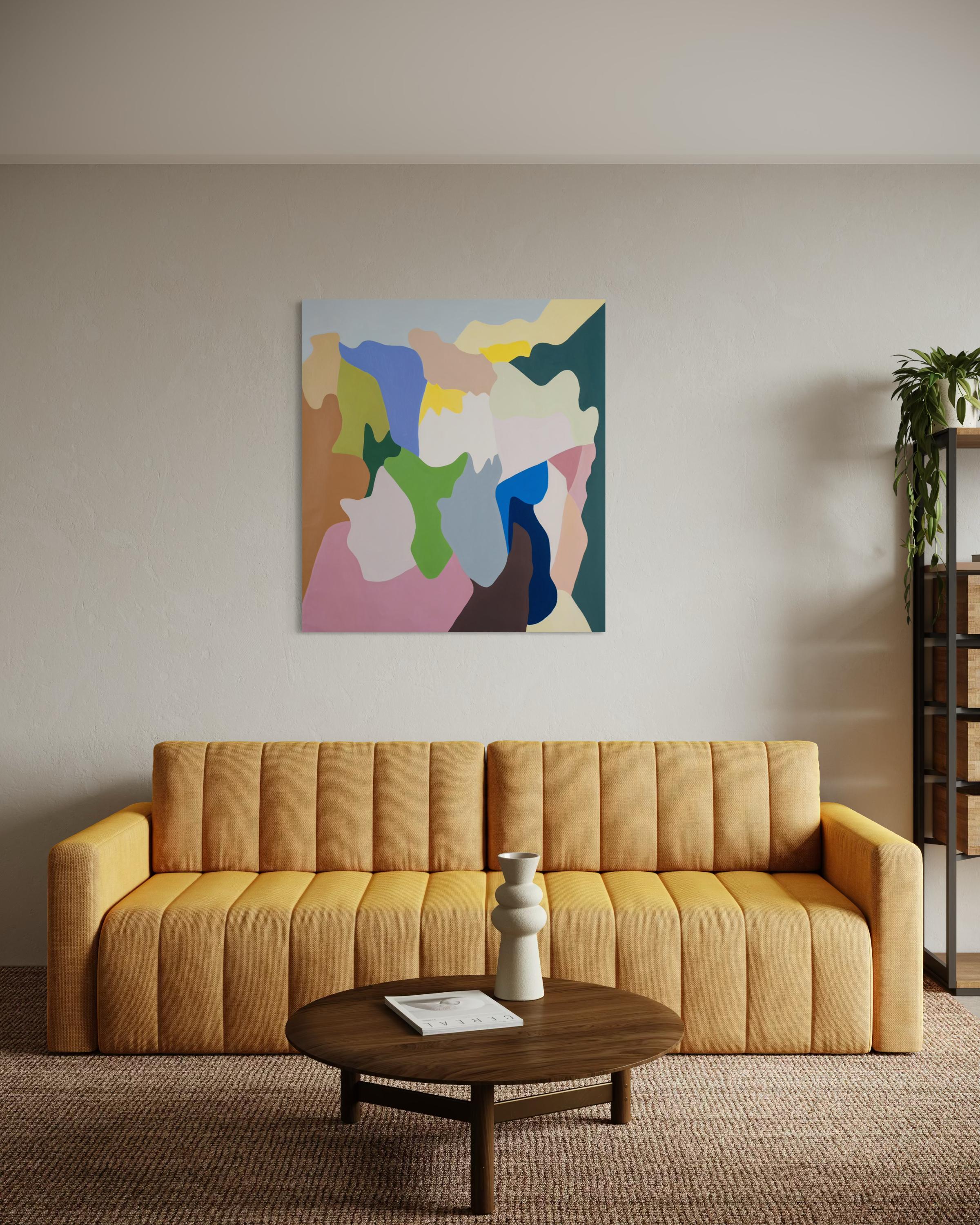 Les espaces intérieurs. Verdes y Rosas - Abstrait Painting par Trucco Florencia