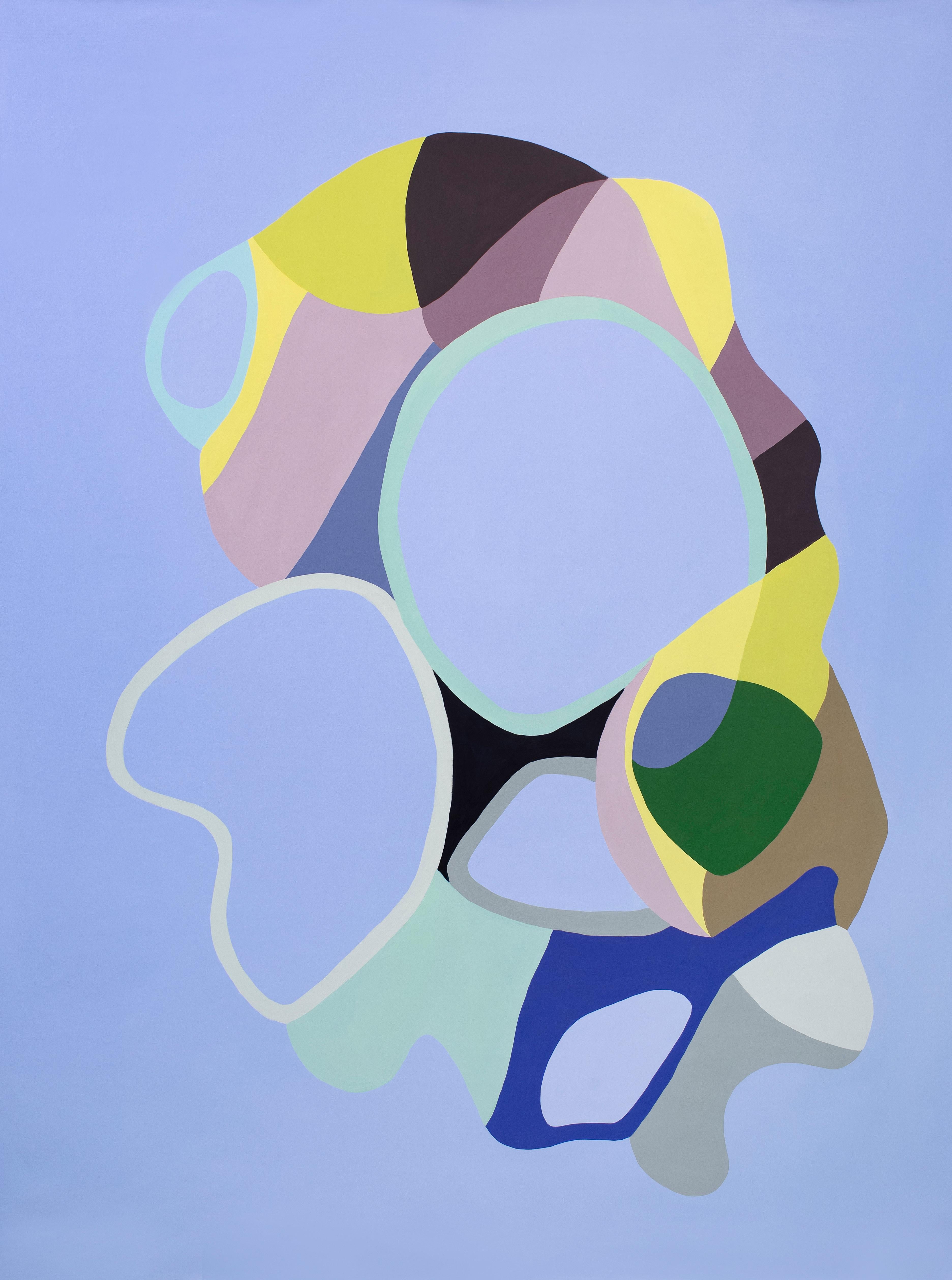 Trucco Florencia Abstract Painting – S/T. Serie Criaturas. 2022. Hellblauer Hintergrund. Großes Format