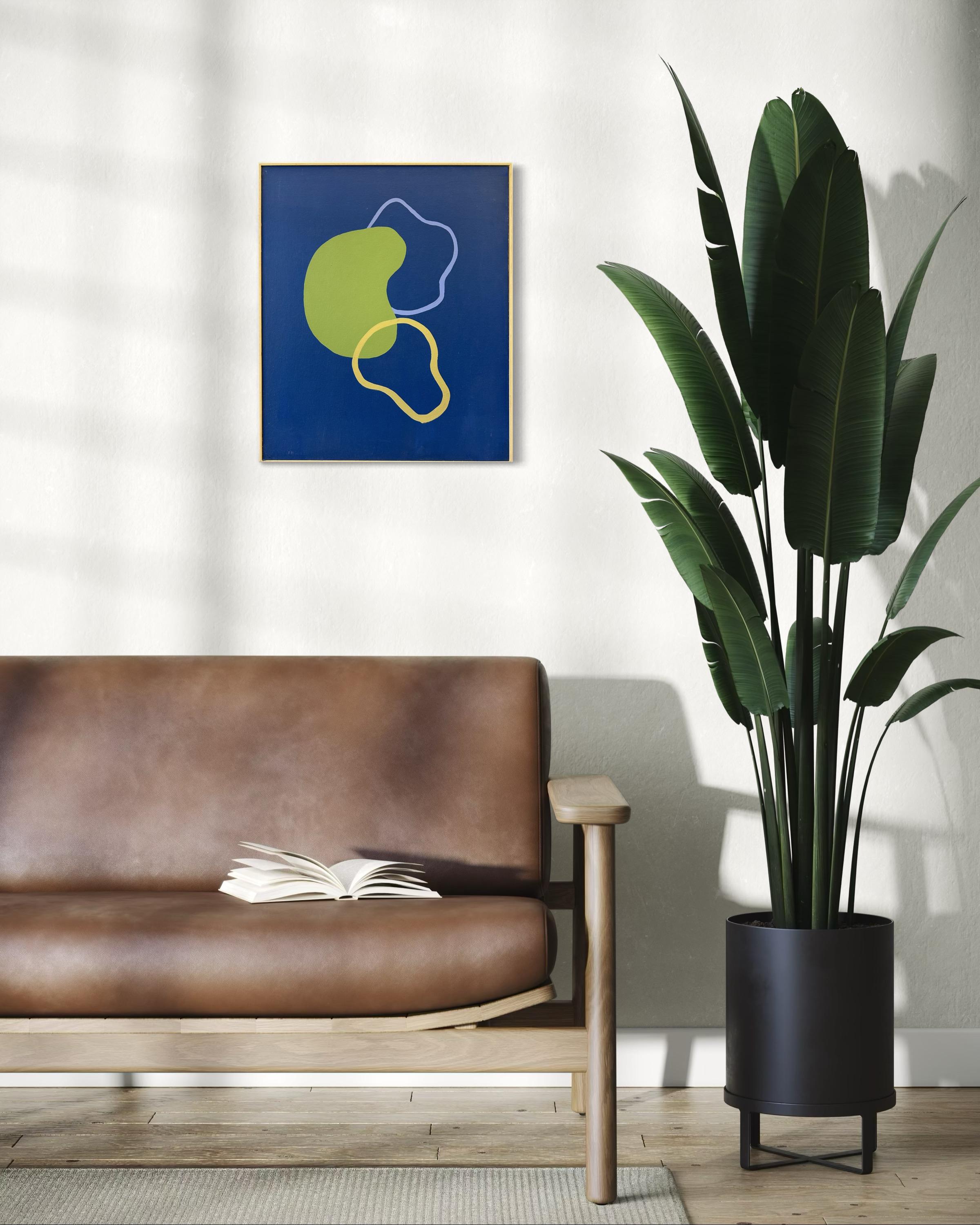 Simple Shapes. Blue Background 2022 - Painting by Trucco Florencia