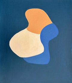 Senza titolo. Serie Criaturas 2024.  Stile astratto e neutro. Sfondo blu