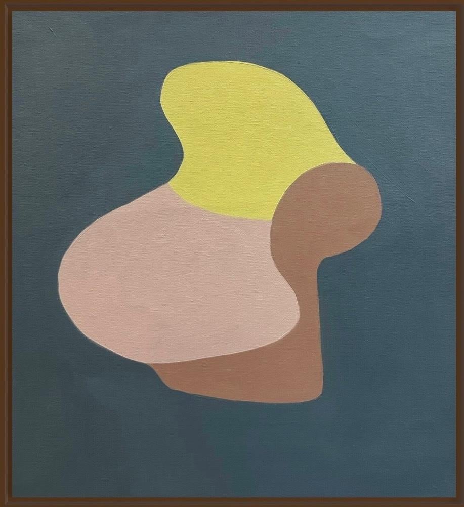 This piece is part of a very extensive series called 'Criaturas,' which I began in the year 2020. In it, figures are assembled like a sort of puzzle, floating against backgrounds of diverse colors that define its character. The series started out