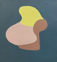 Senza titolo. Serie Criaturas 2024.  Stile astratto e neutro. Grigio, marrone e giallo