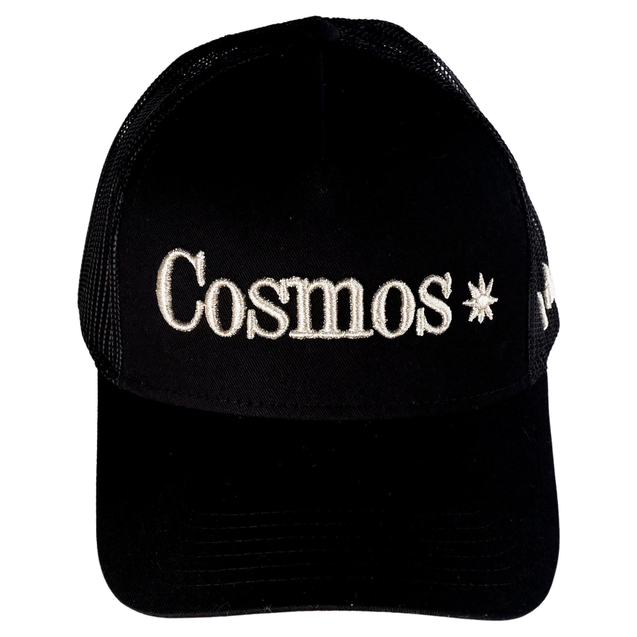 Women's Trucker Hat Black Cosmos Silver Lurex Embroidery J Dauphin