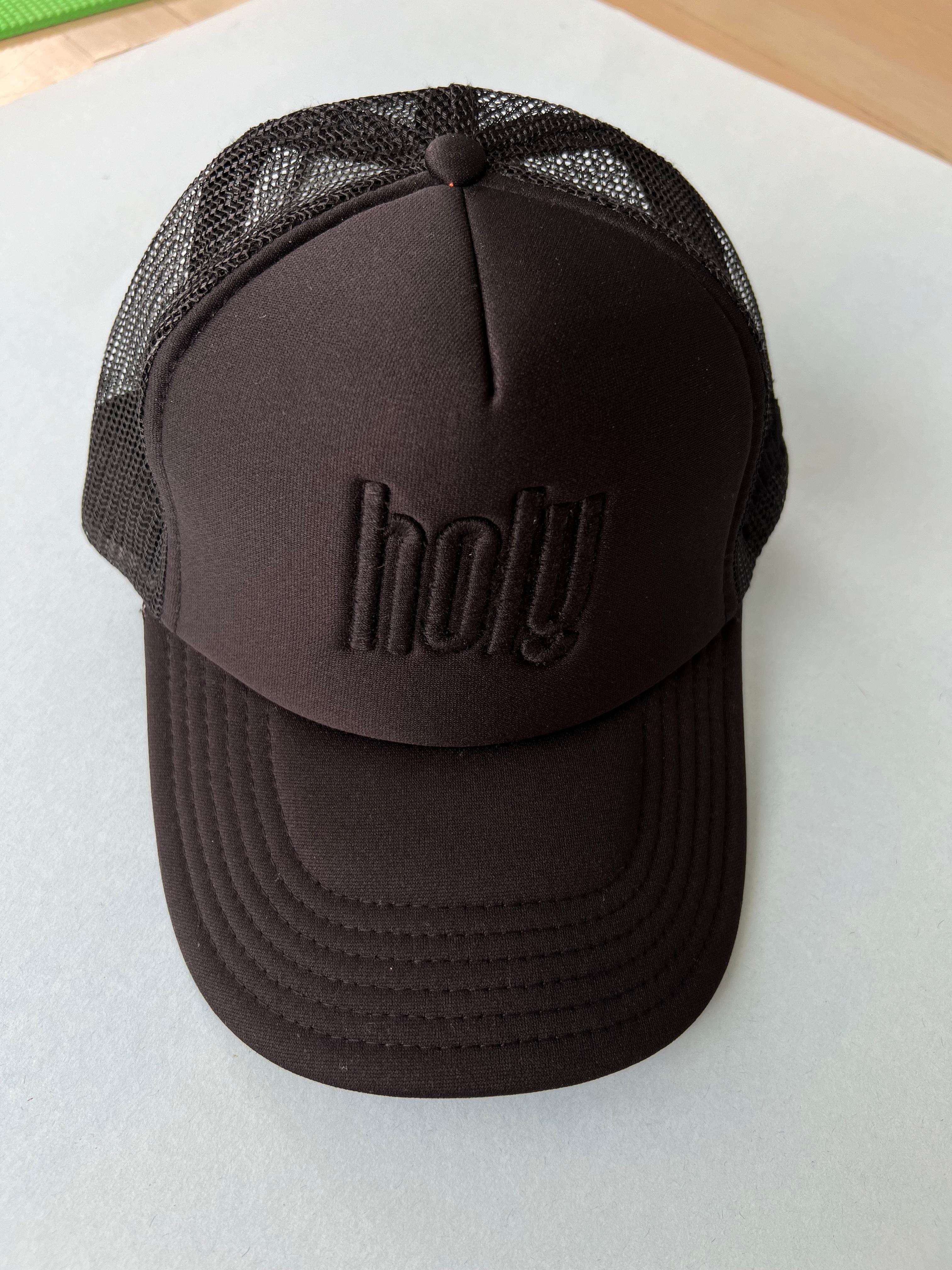 Trucker Hat Black on Black Holy Embroidery Unisex 7