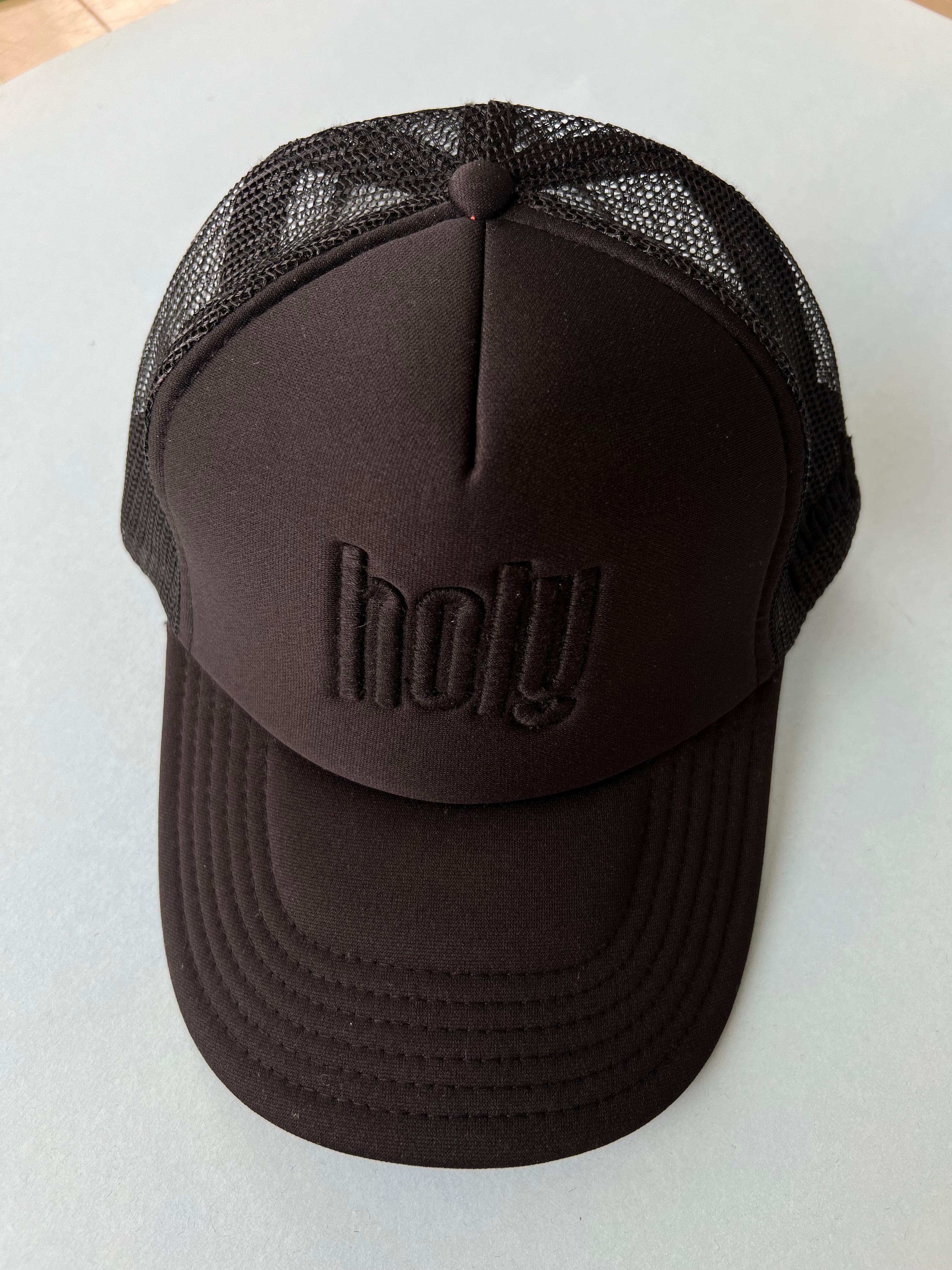 Trucker Hat Black on Black Holy Embroidery Unisex 8